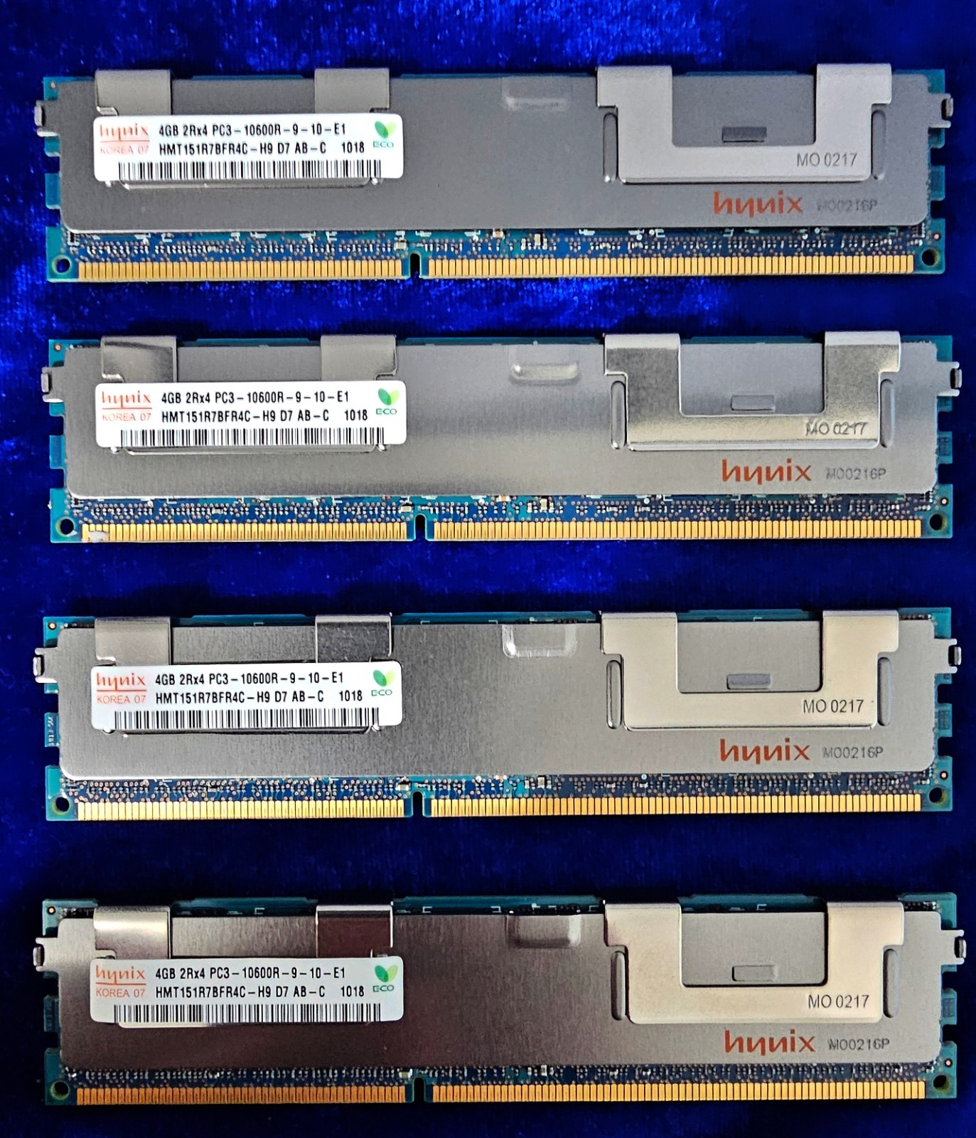 Lot of 4 Hynix HMT151R7BFR4C-H9 4Gb 2Rx4 PC3-10600R Server Computer RAM Shielded