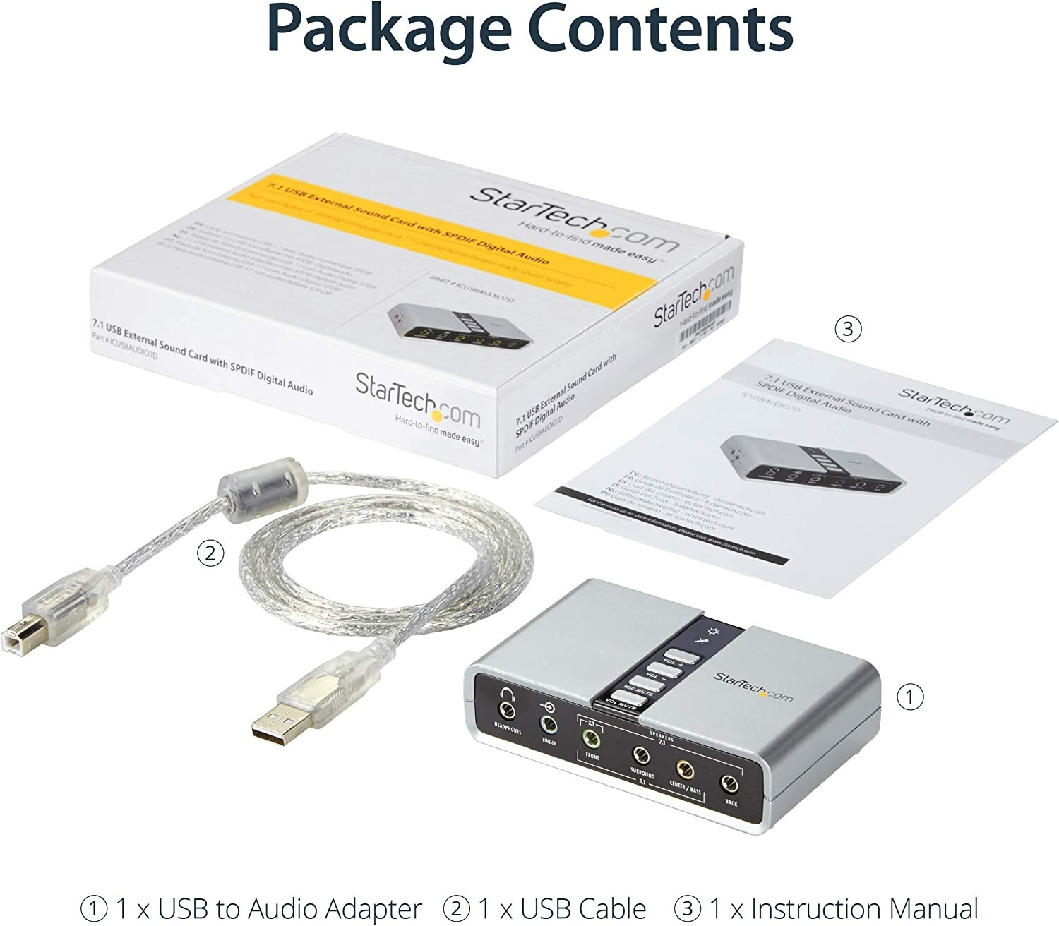 StarTech.com - ICUSBAUDIO7D - 7.1 USB Audio Adapter External Sound Card