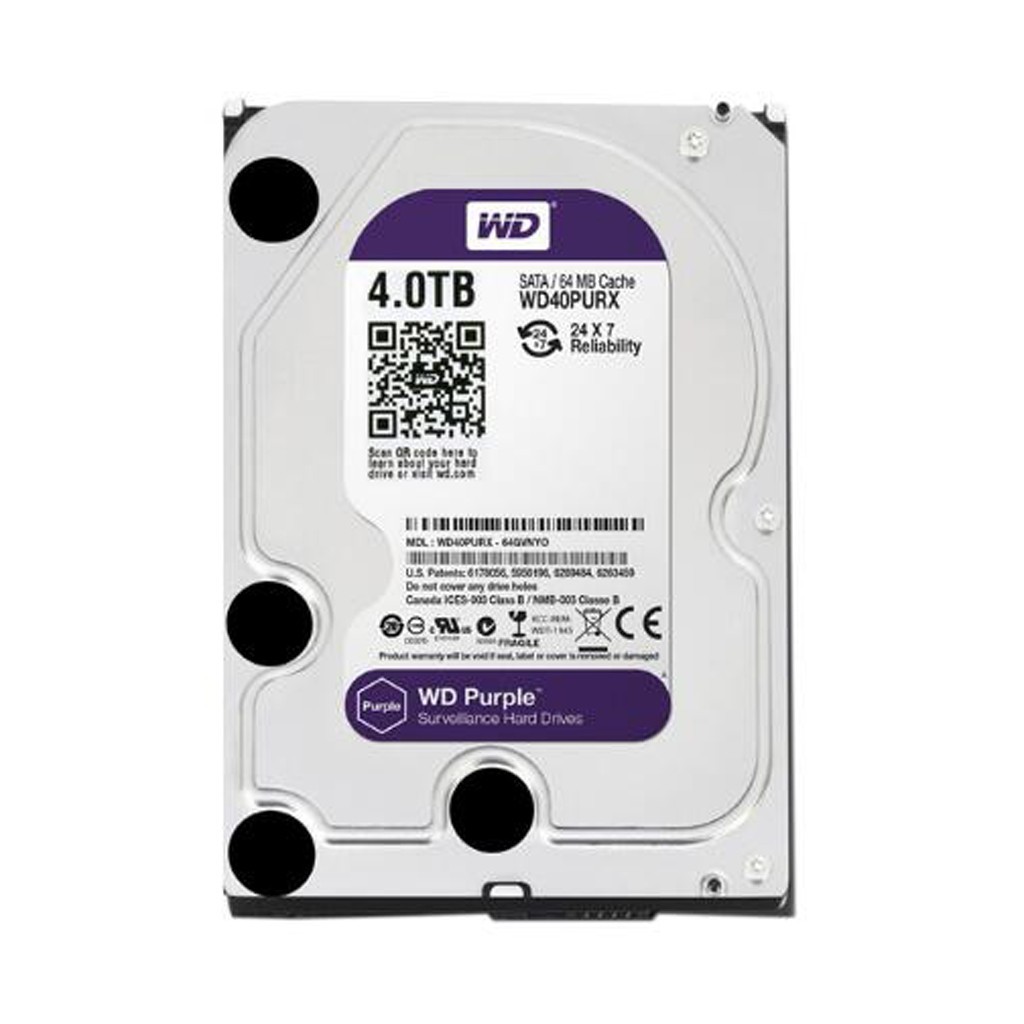 1PCS WD Purple 4TB WD40PURX 5400 RPM 64MB SATA 3.5" Internal HDD Hard Disk Drive