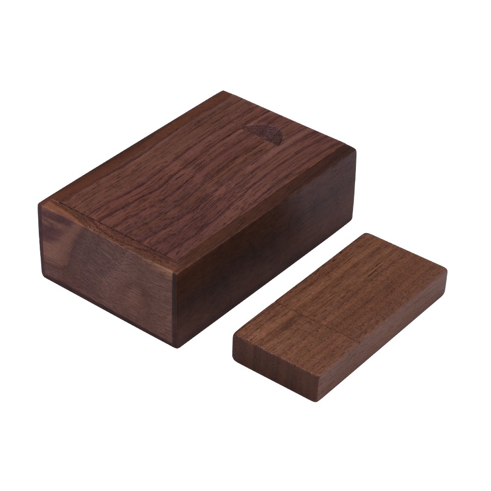 Free Custom Logo USB Flash Drive 128GB Transparent Lid Wood Box Memory Stick 64G