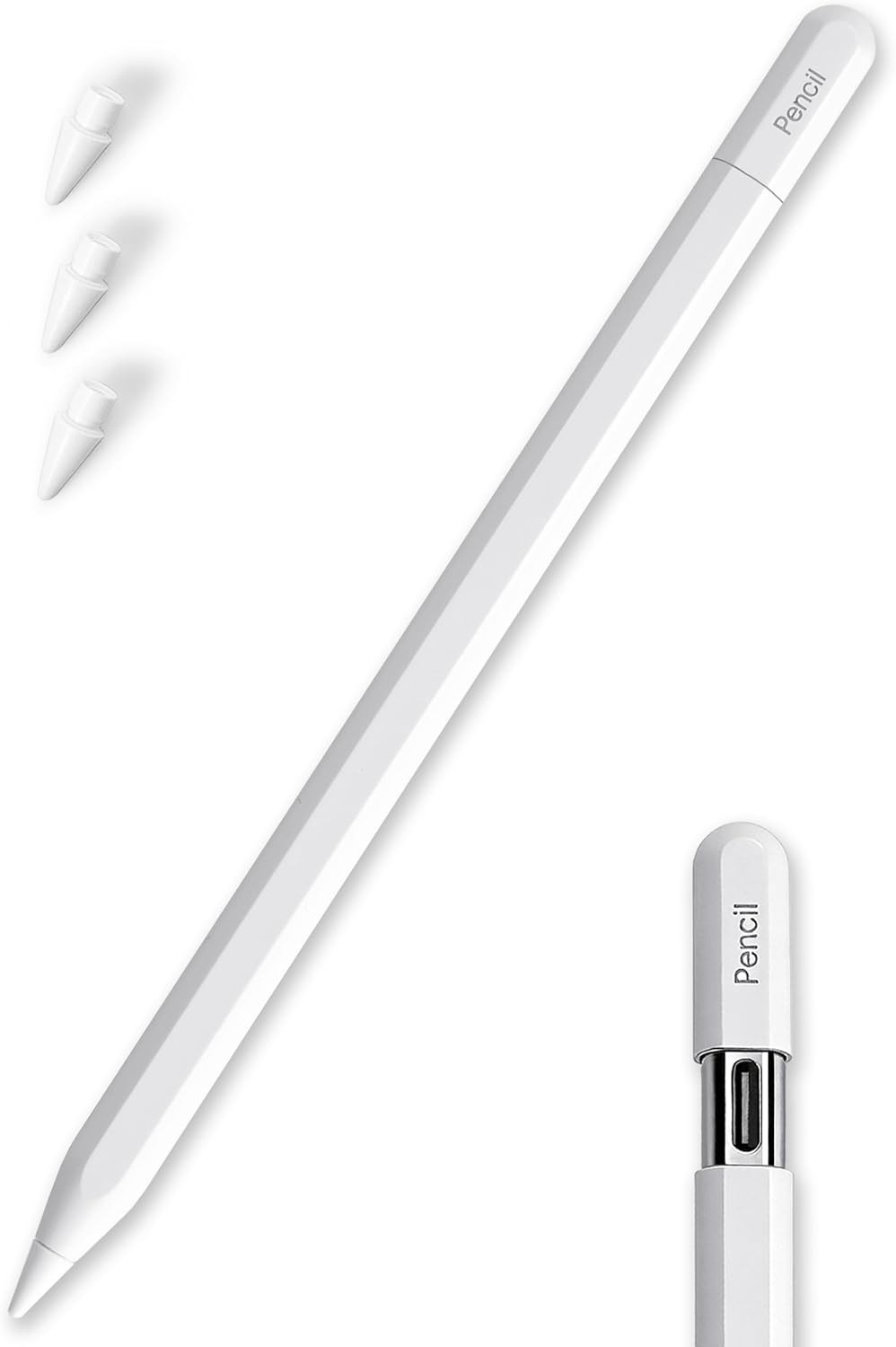 Pencil USB-C for Apple Ipad 2018-2026: Slide-Switch, Hidden-Port Stylus with Til