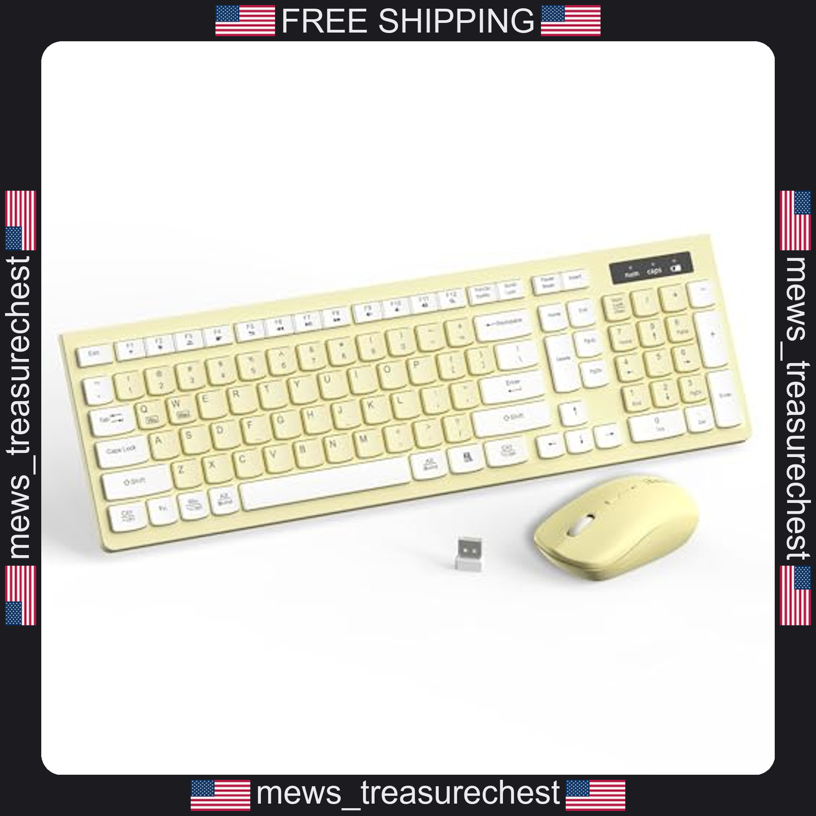 Wireless Keyboard and Mouse Combo Silent Office Home Full Size with Numeric