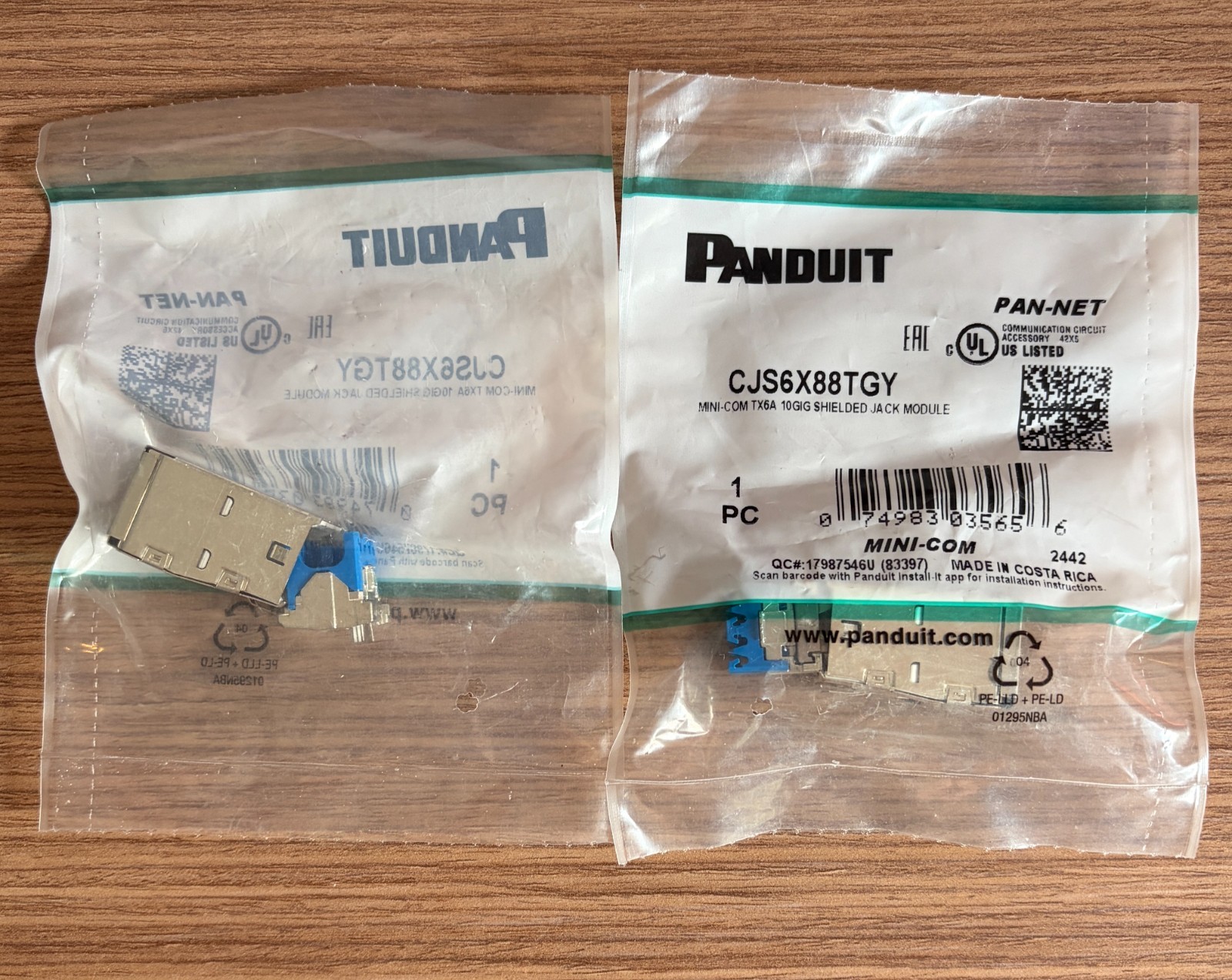 5 Pack - PANDUIT Mini-Com TX6A 10GIG Shielded Jack Module CJS6X88TGY