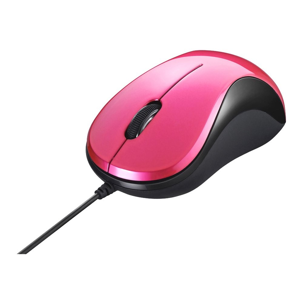 BUFFALO Wired BlueLED Quiet 3-Button Mouse, Pink, BSMBU108PK