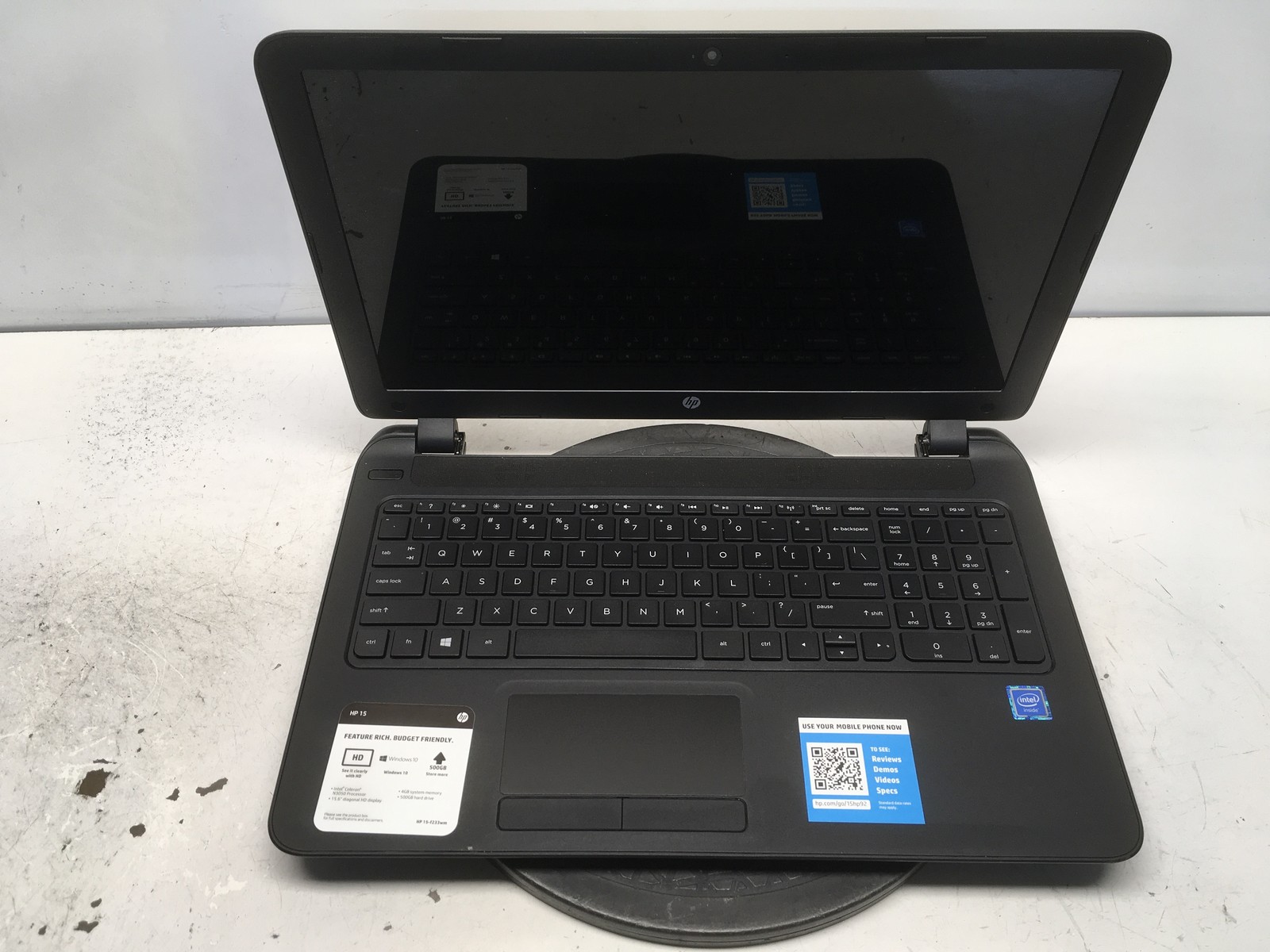 HP 15-F233WM Intel Celeron N3050 1.6GHz 4 GB NO HDD No Batt
