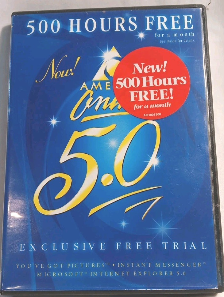 Vtg 1990s AOL 5.0 500Free Hours CD Rom (B-1-L)