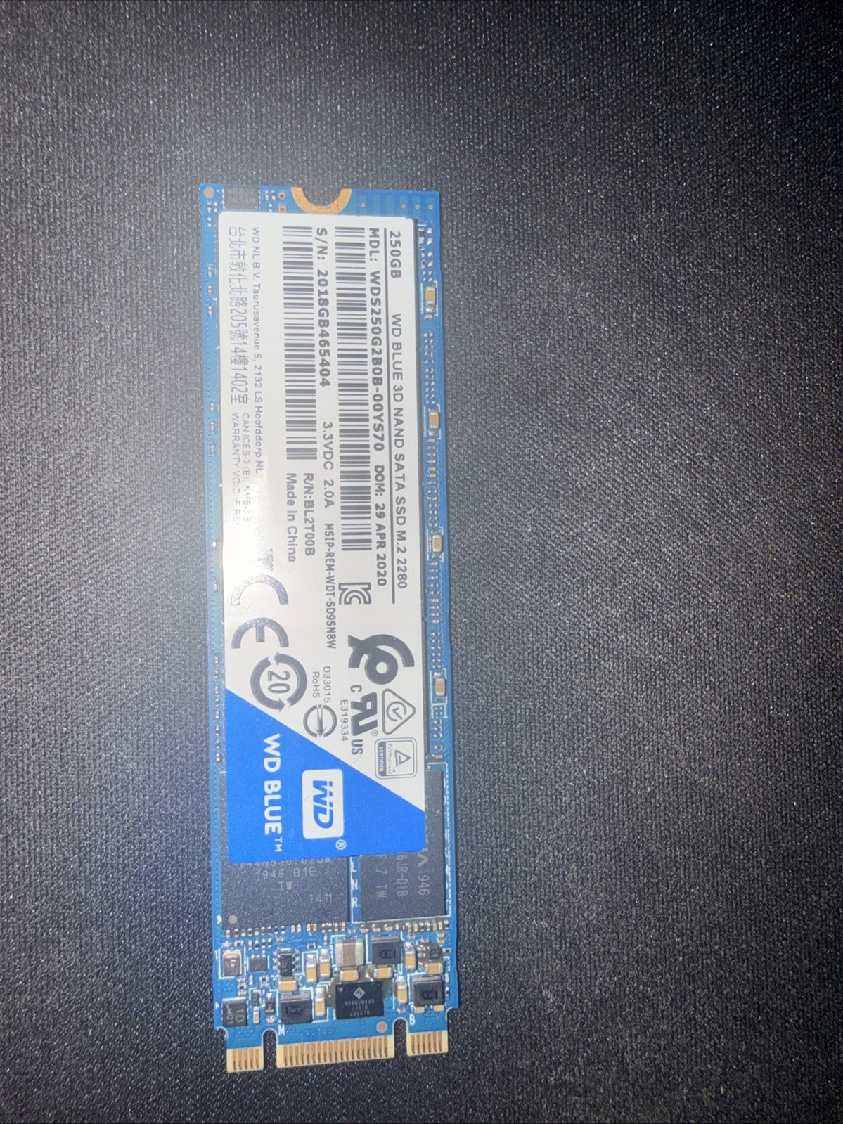 WD Blue 3D NAND SATA M.2 2280 250GB WDS250G2B0B-00YS70