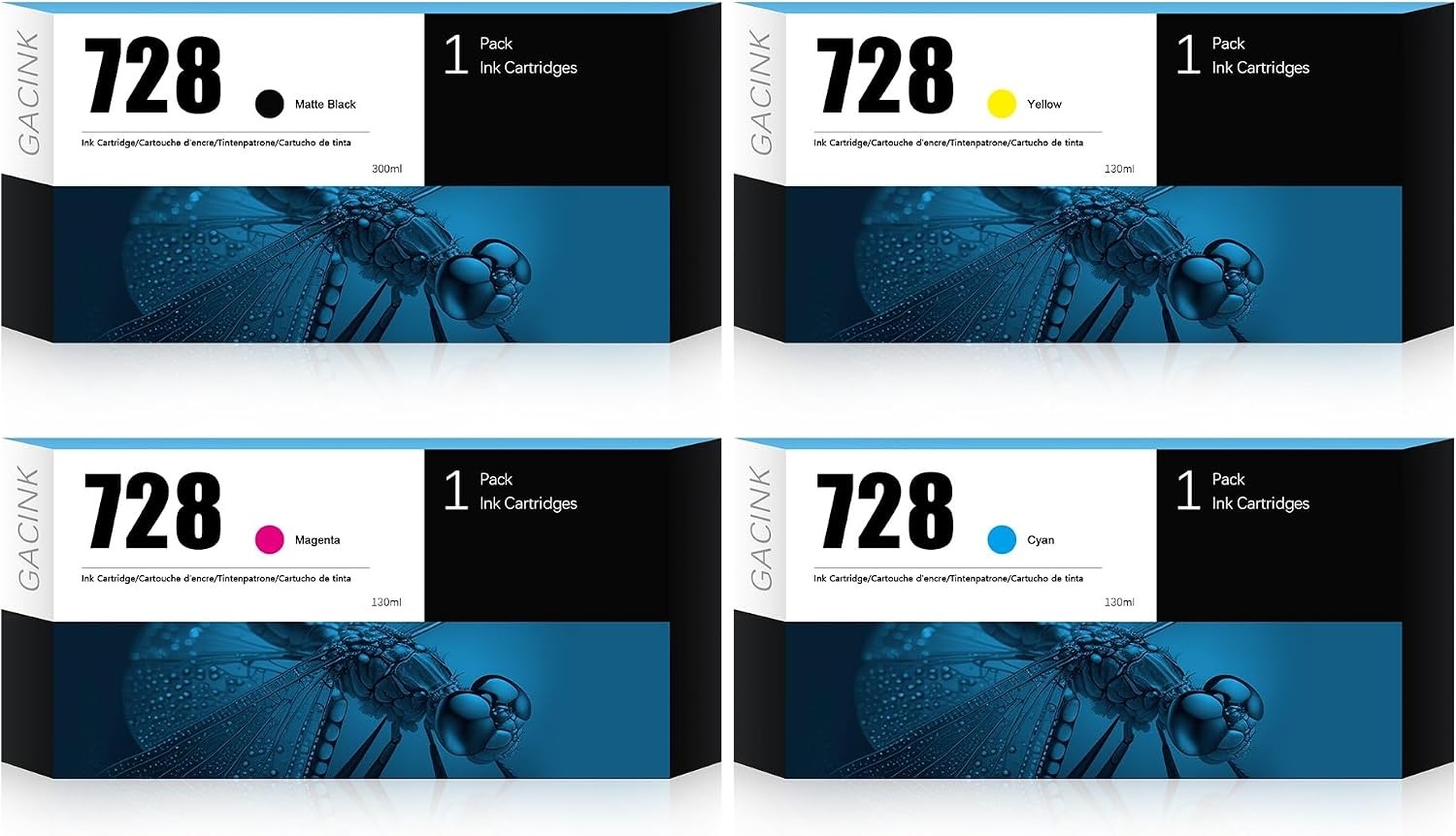 728 Ink Cartridge for HP DesignJet T830 MFP & T730 Large Format Plotter Printers