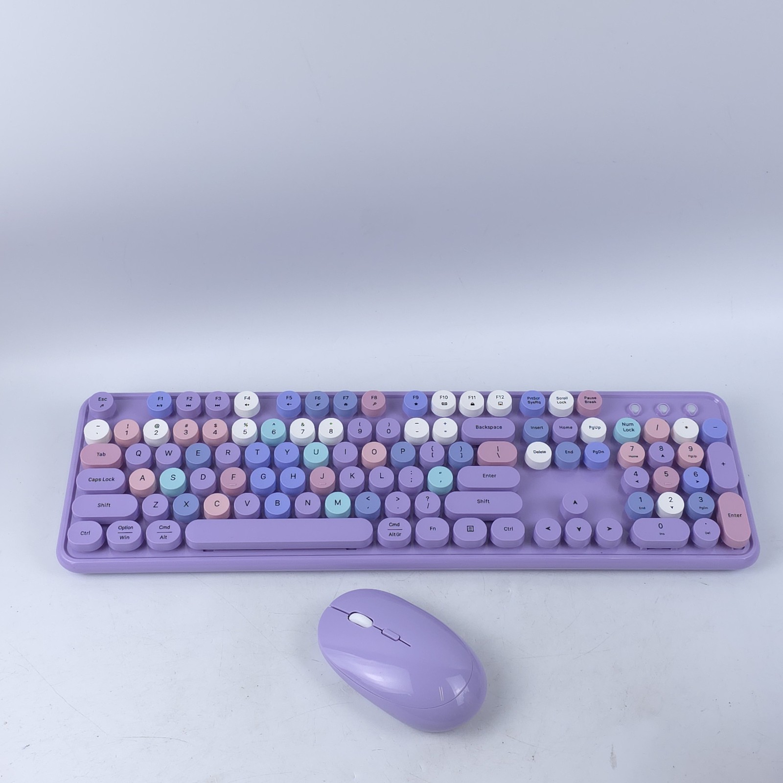 No Dongle - MOFII Keyboard/Mouse Wireless,04 Round Keys Lovely Full-Size Purple 