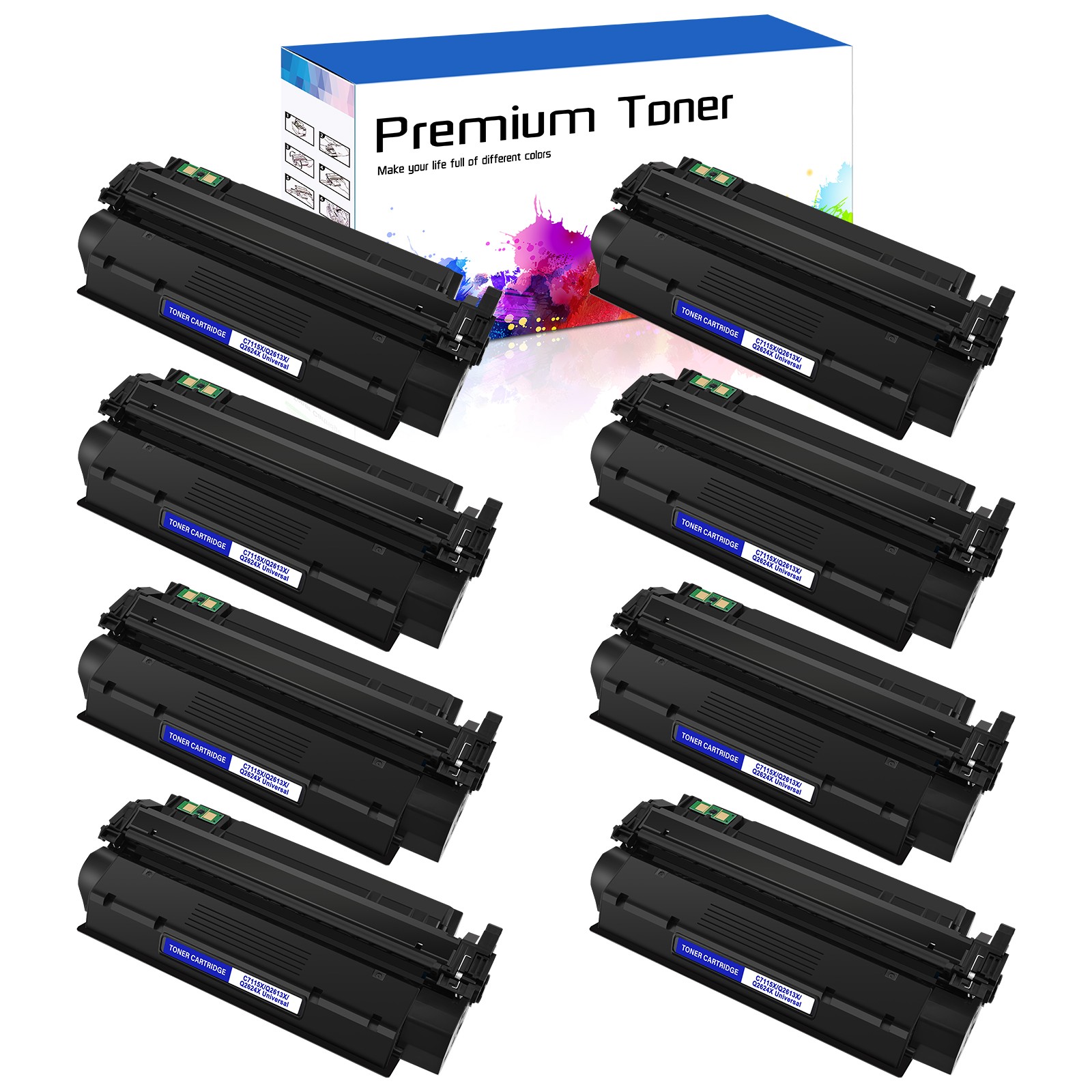 8PK C7115X 15X Black Toner Cartridge Fit for HP LaserJet 1220se 3300 3310 1200