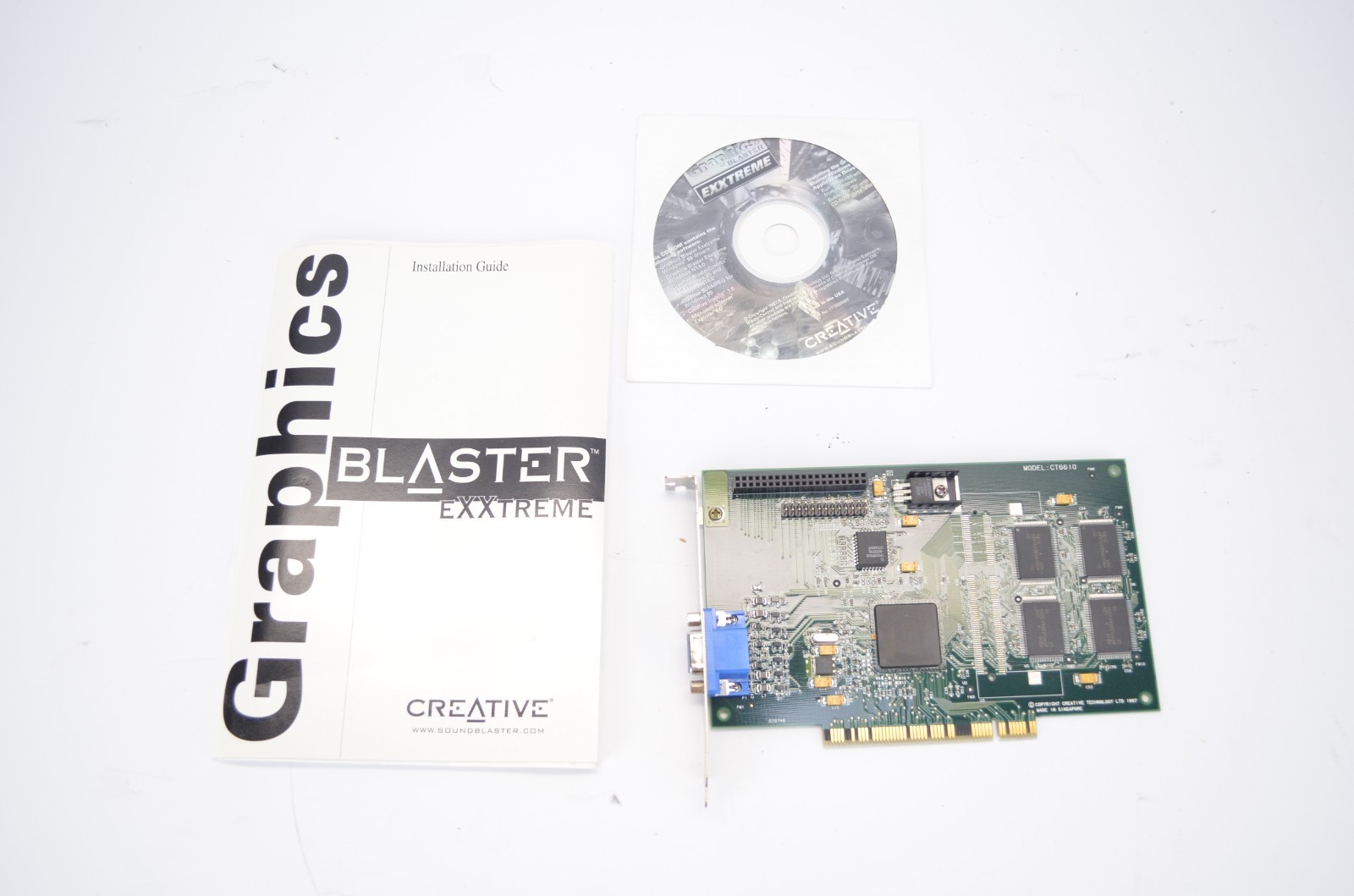 Vintage Creative Exxtreme CT6610 4MB PCI Gaming Video Card w/Manual & Driver CD