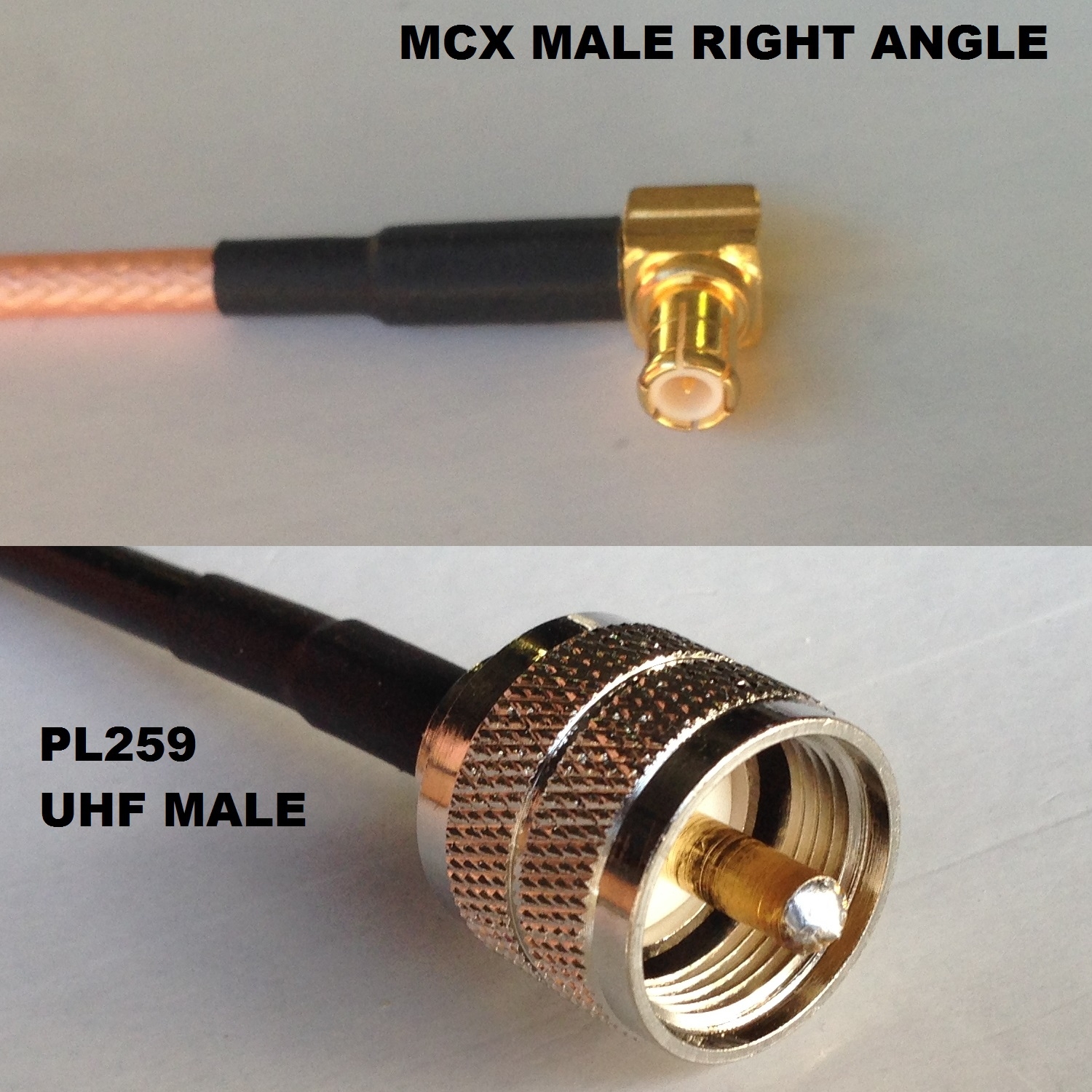 RG316 MCX MALE ANGLE to PL259 UHF Male Coaxial RF Cable USA-US