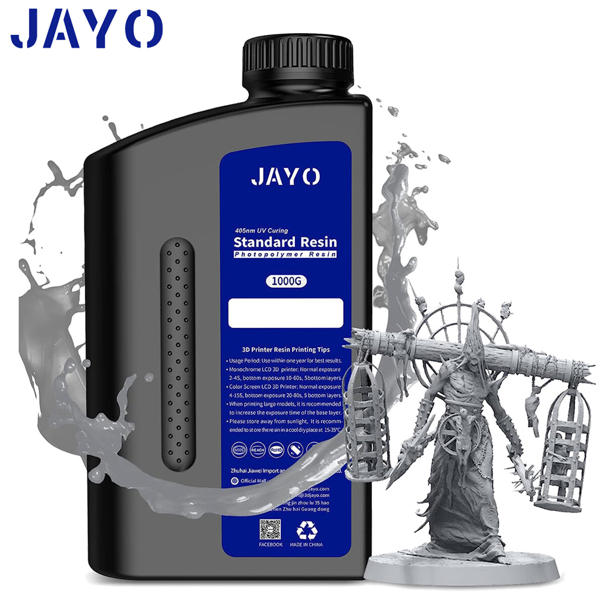 JAYO 5KG Standard/ABS-Like/Water Washable 405nm UV Resin 4K 8K LCD 3D Printer