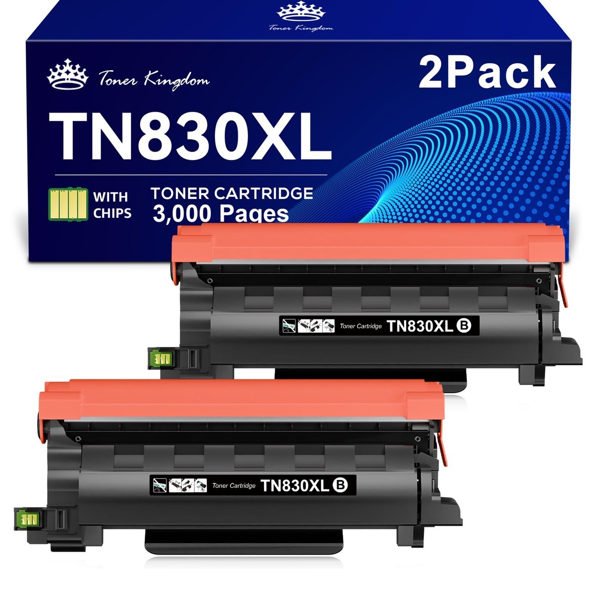 Toner Kingdom Compatible TN830XL TN830 Toner for Brother Printer (2 Black)