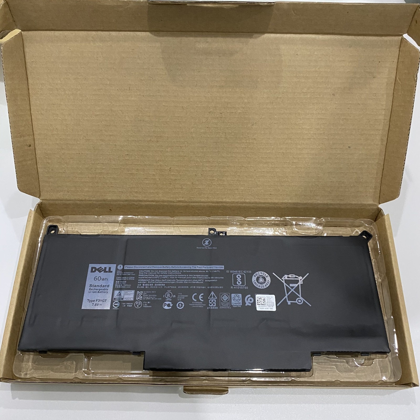 Genuine OEM 60Wh F3YGT Battery For Dell Latitude 7280 7480 7380 7490 7390 7290