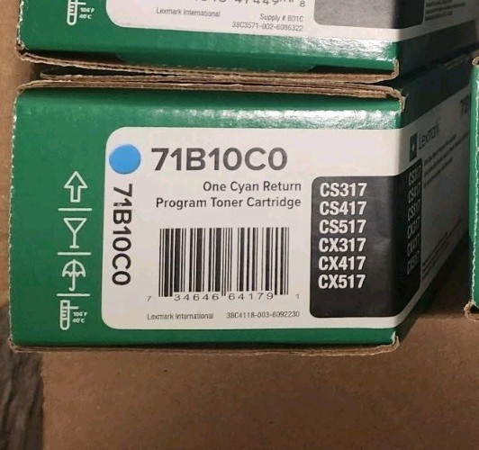 Lexmark 71B10C0 CS317dn CX317dn CS417dn CX417de CS517de CX517de Cyan Return P...