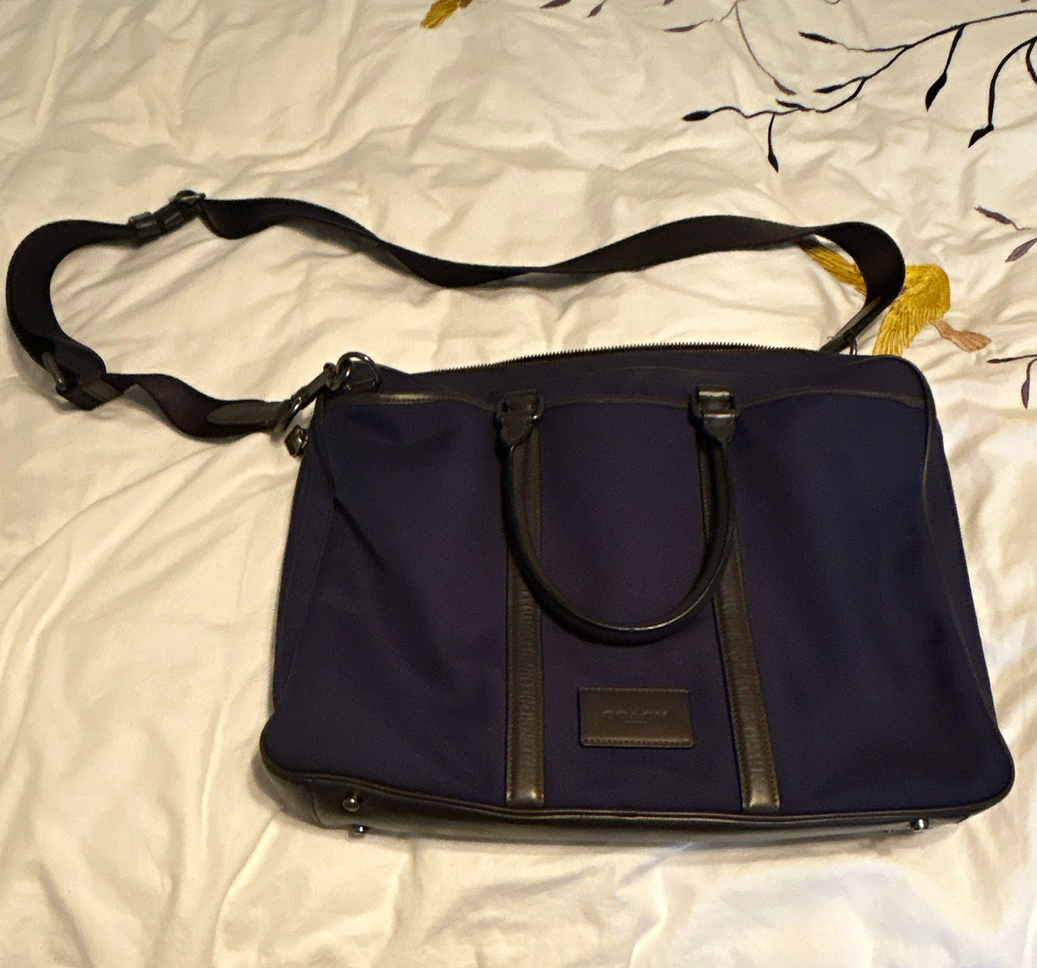 Coach Blue Nylon Laptop Briefcase 15in Compatible Shoulder Strap F71777