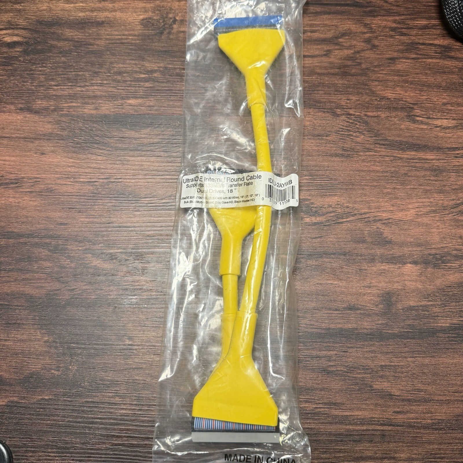 Sleeved IDE Cable 18” Dual Device ATA 133 NOS Yellow