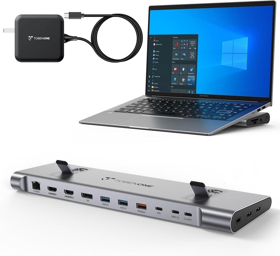 TobenONE 16-in-1 USB-C Docking Station 3 Monitors Used with Dell/HP/Lenovo