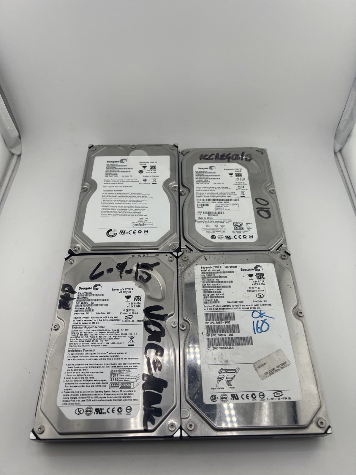 Seagate Barracuda 7200 80Gb, 750Gb, 160Gb, 40Gb Hard Drives For Parts READ