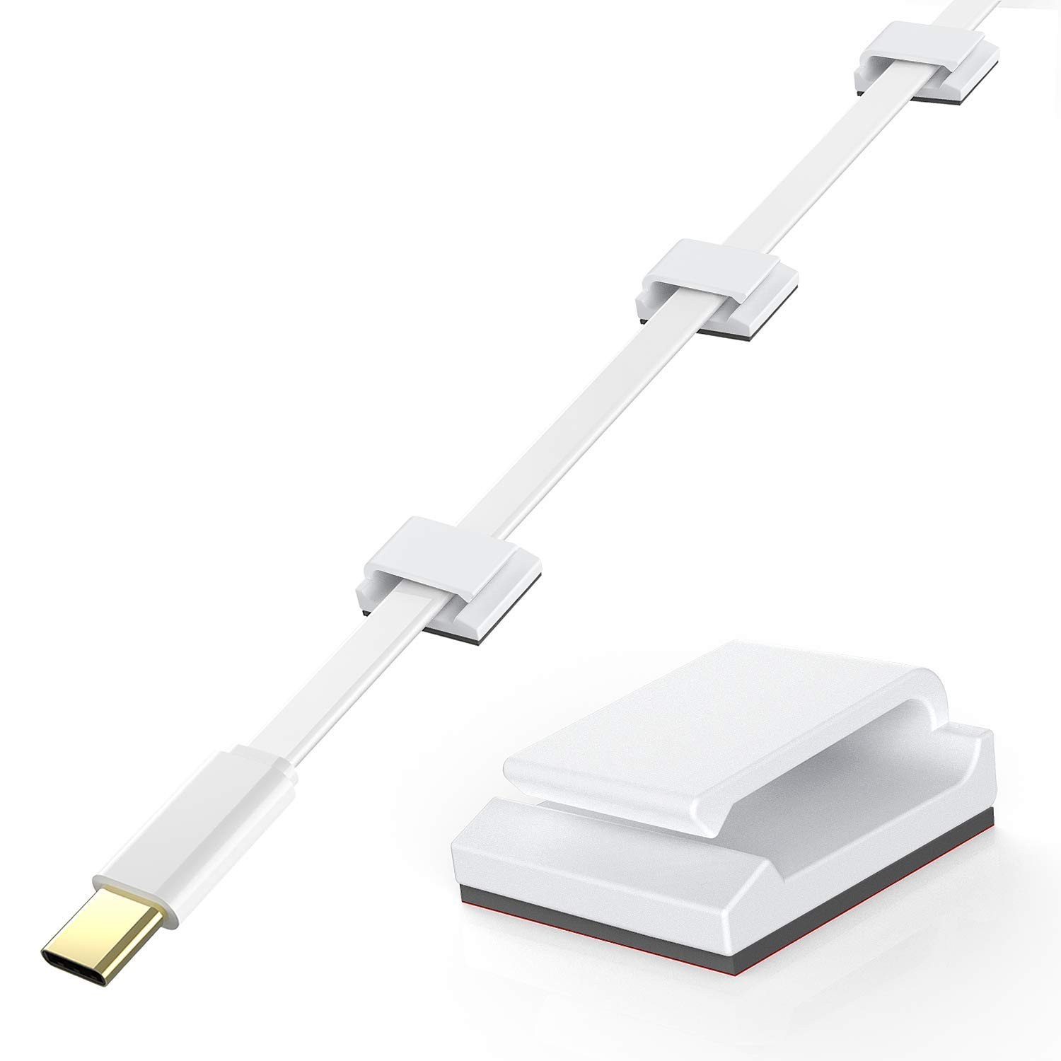 Ethernet Cable Clips, 100 PCS Adhesive Wire Clips, Flat Cord Clips Small Cable