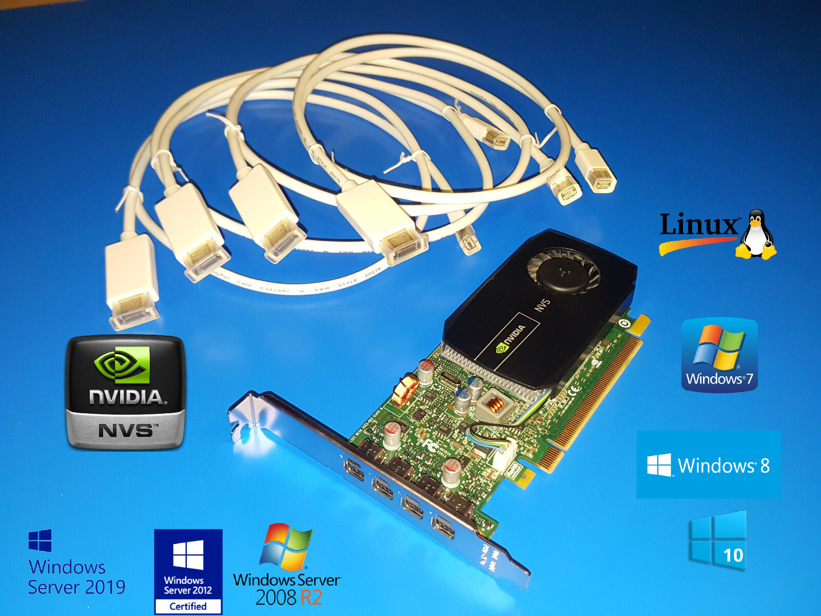 HP xw4200 xw4300 xw4400 xw4550 xw4600 xw6200  2GB Quad HDMI Video Card w/Cables