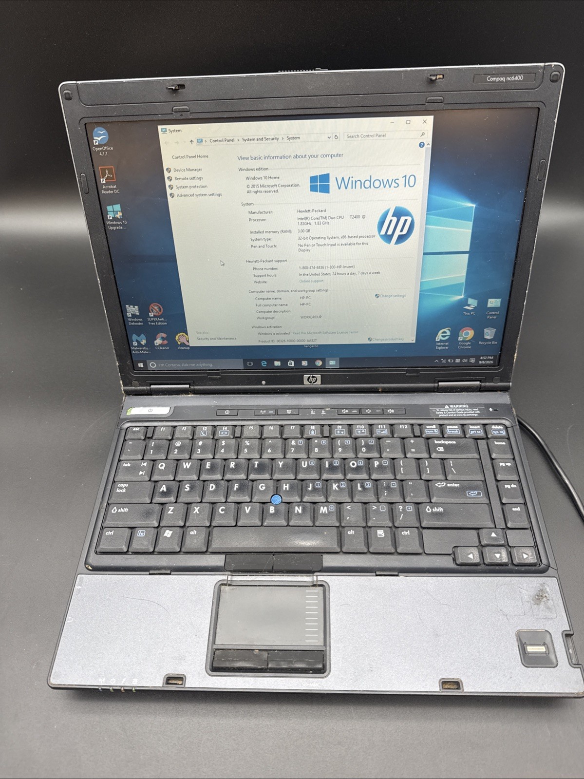 HP Compaq nc6400 14" Laptop Intel Core 2 Duo 3GB RAM 320GB HDD Win10 ***READ***