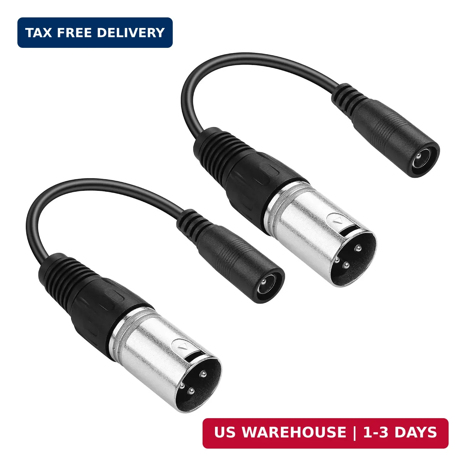 2A DC Power Cable,2 Pack DC 5.5 x 2.1mm Female to 3 pin XLR Male Power Adapter C