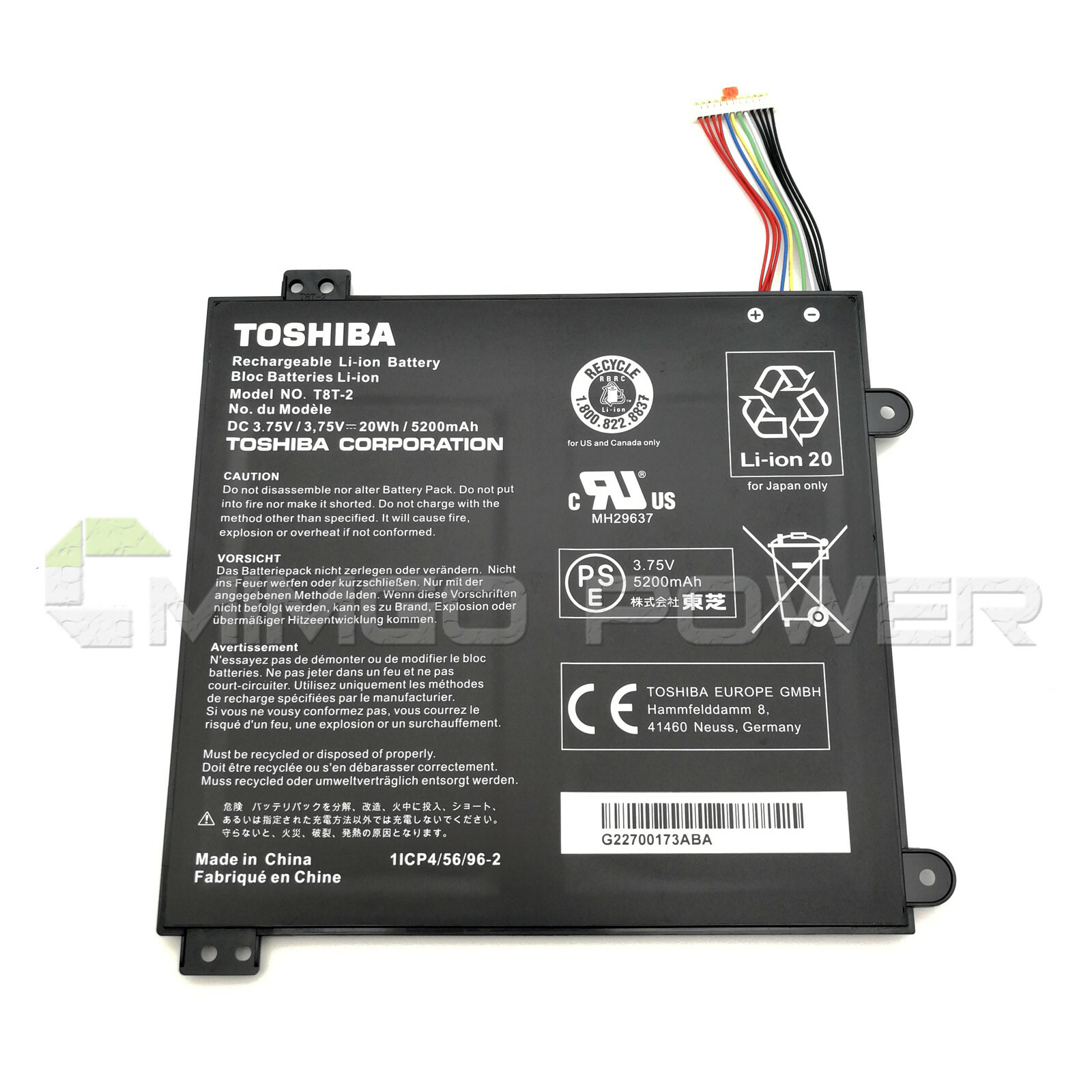New Genuine T8T-2 T10TC OEM Battery for Toshiba Satellite Click Mini L9W-B 8.9