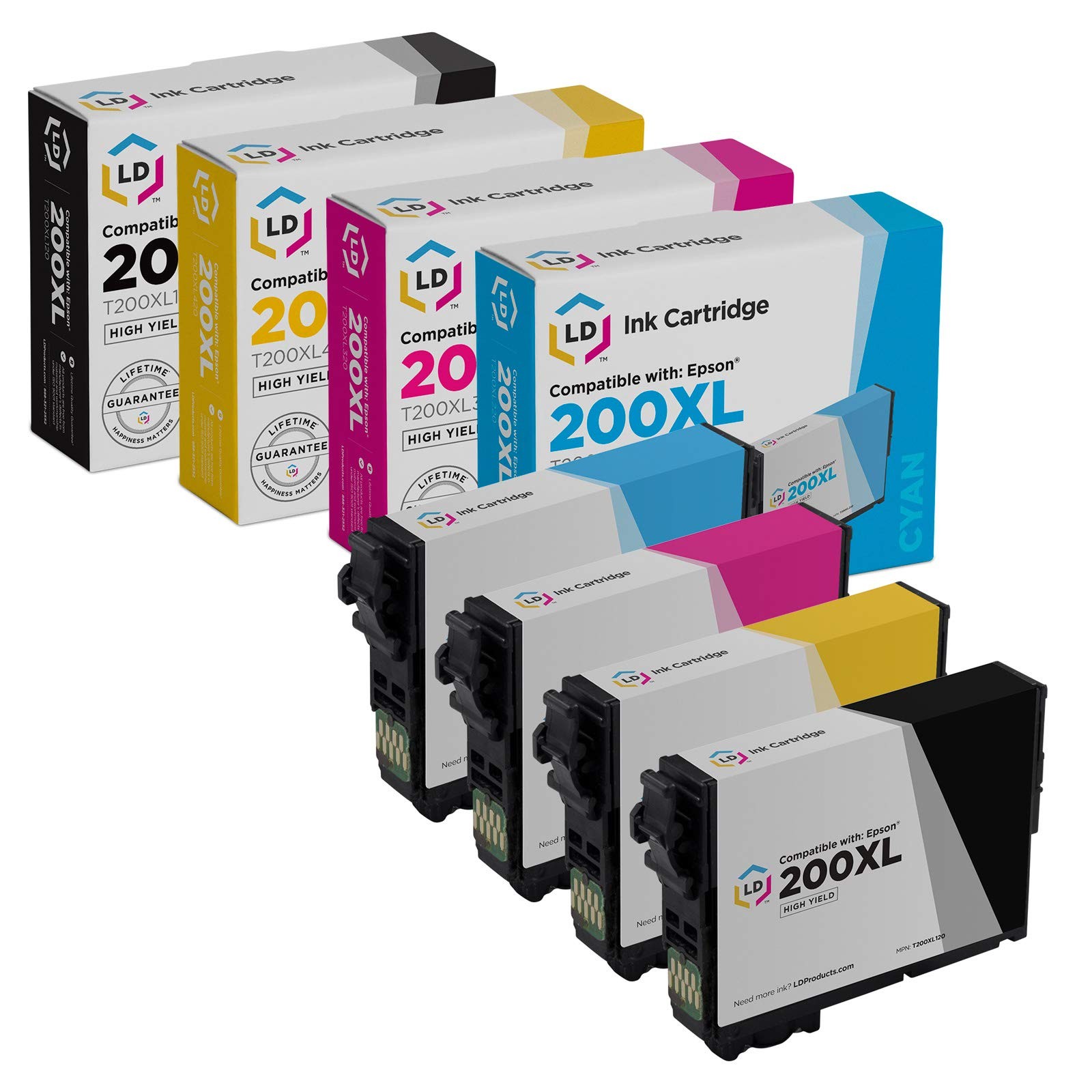 LD 4pk Replacement for Epson 200 Ink T200XL 200XL XP-200 XP-300 XP-400 BCMY