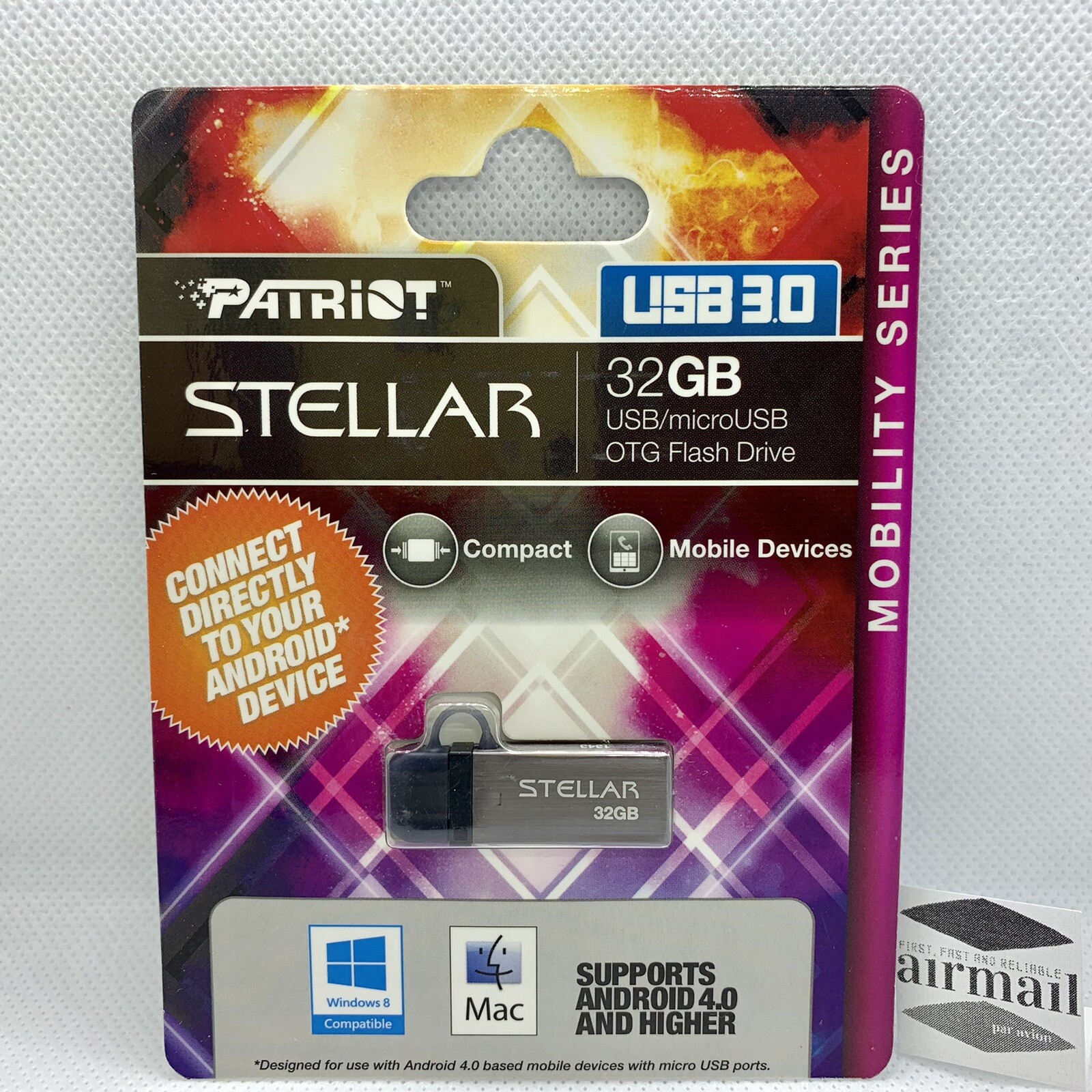 NEW Patriot STELLAR 32GB USB 3.0/USB OTG Flash Drive For Smartphones - Compact
