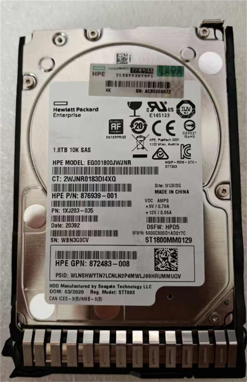 HP 1.8TB SAS3 HDD 10K 12Gbps 2.5" 876937-001 EG001800JWJNL