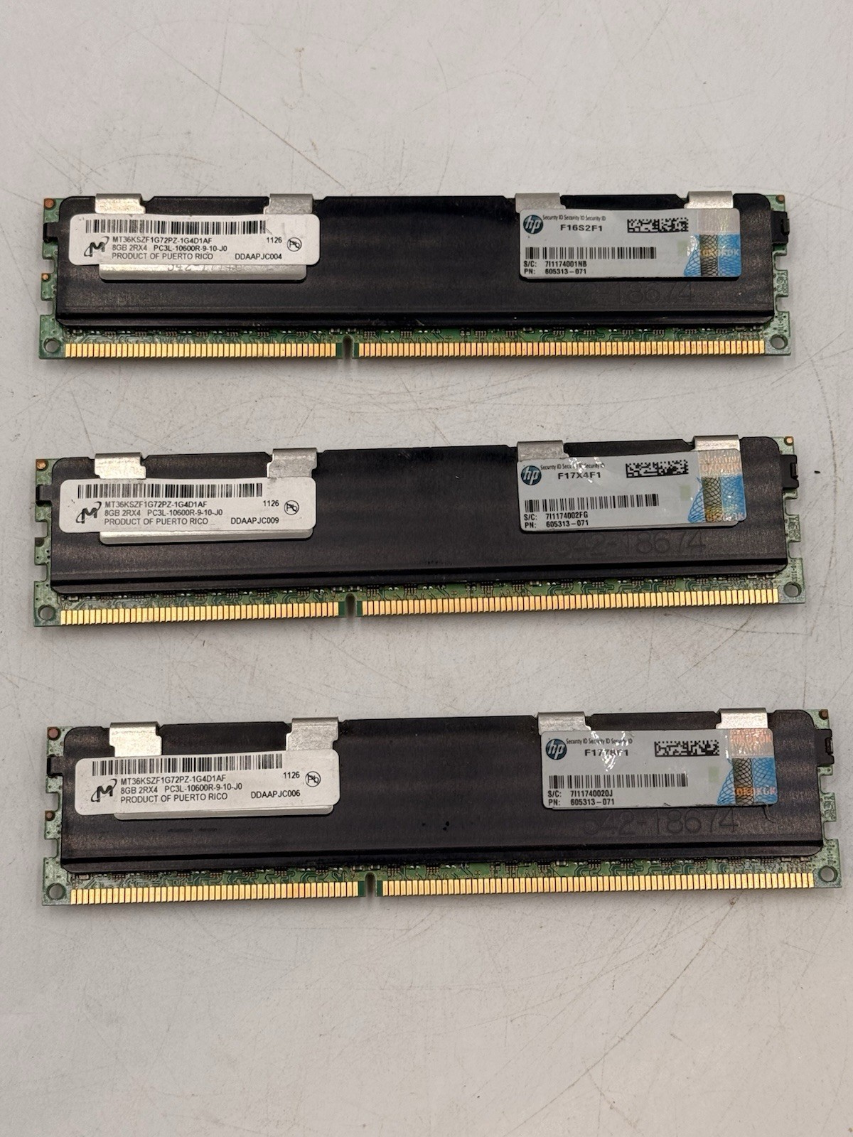 HP Micron HP 605313-071 8GB Lot Of 3