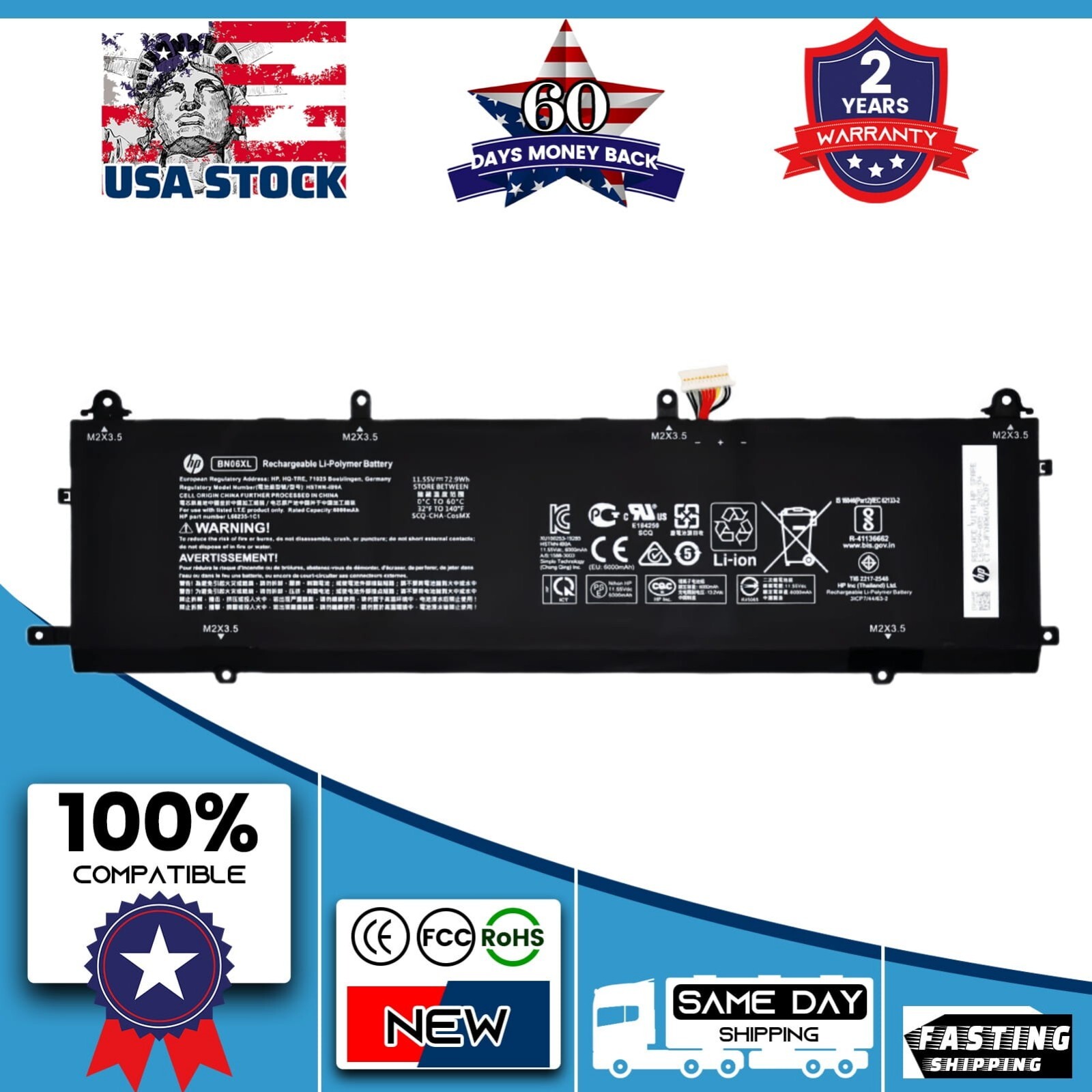L68299-005 - GENUINE for HP X660 15 6C 72.9Wh  6312mAh Battery BN06XL HSTNN-IB9A