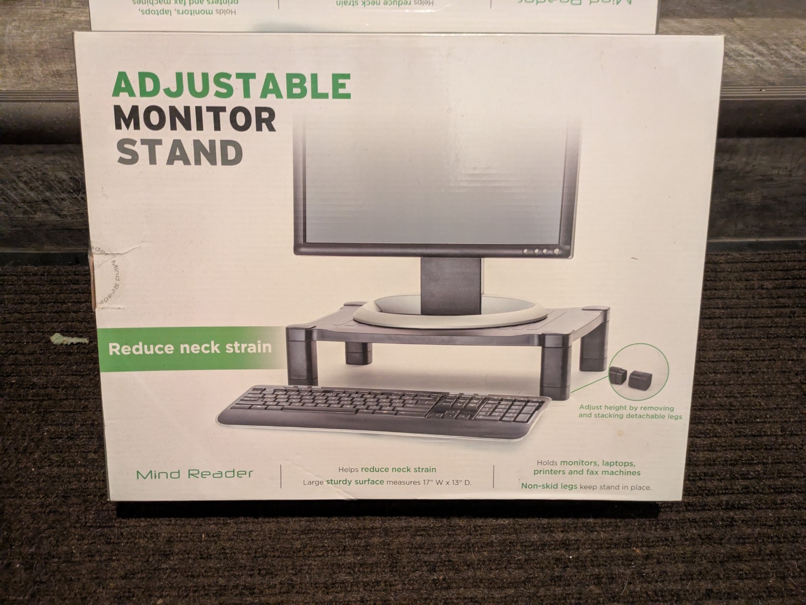 Mind Reader Adjustable Monitor Stand Riser for Computer, Laptop, iPad New In Box