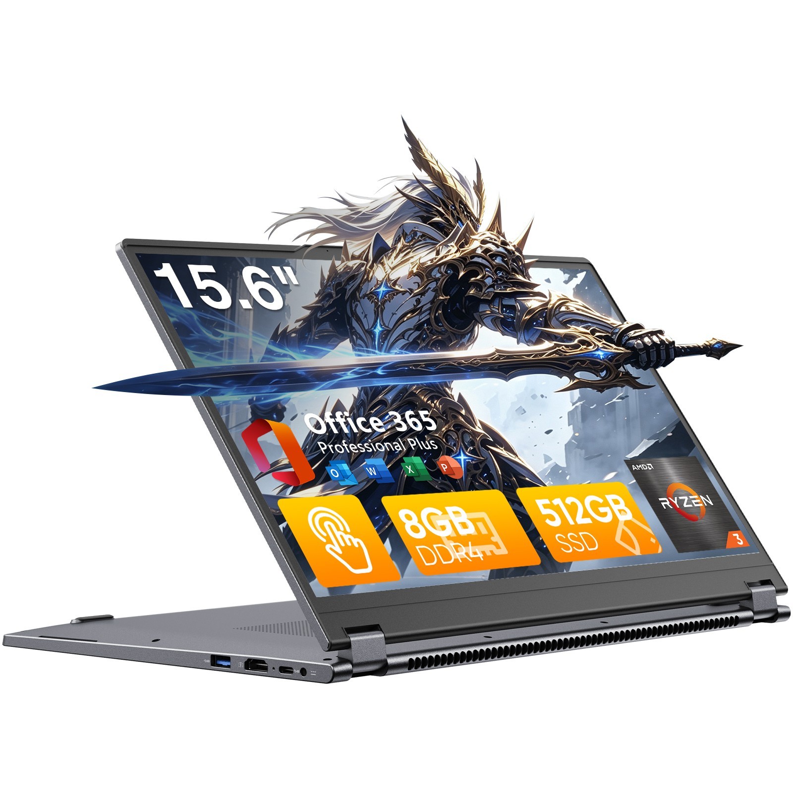 15.6" Touchscreen 2-in-1 Laptop PC 8GB/512GB AMD Ryzen R3 3200U Windows 11 Pro