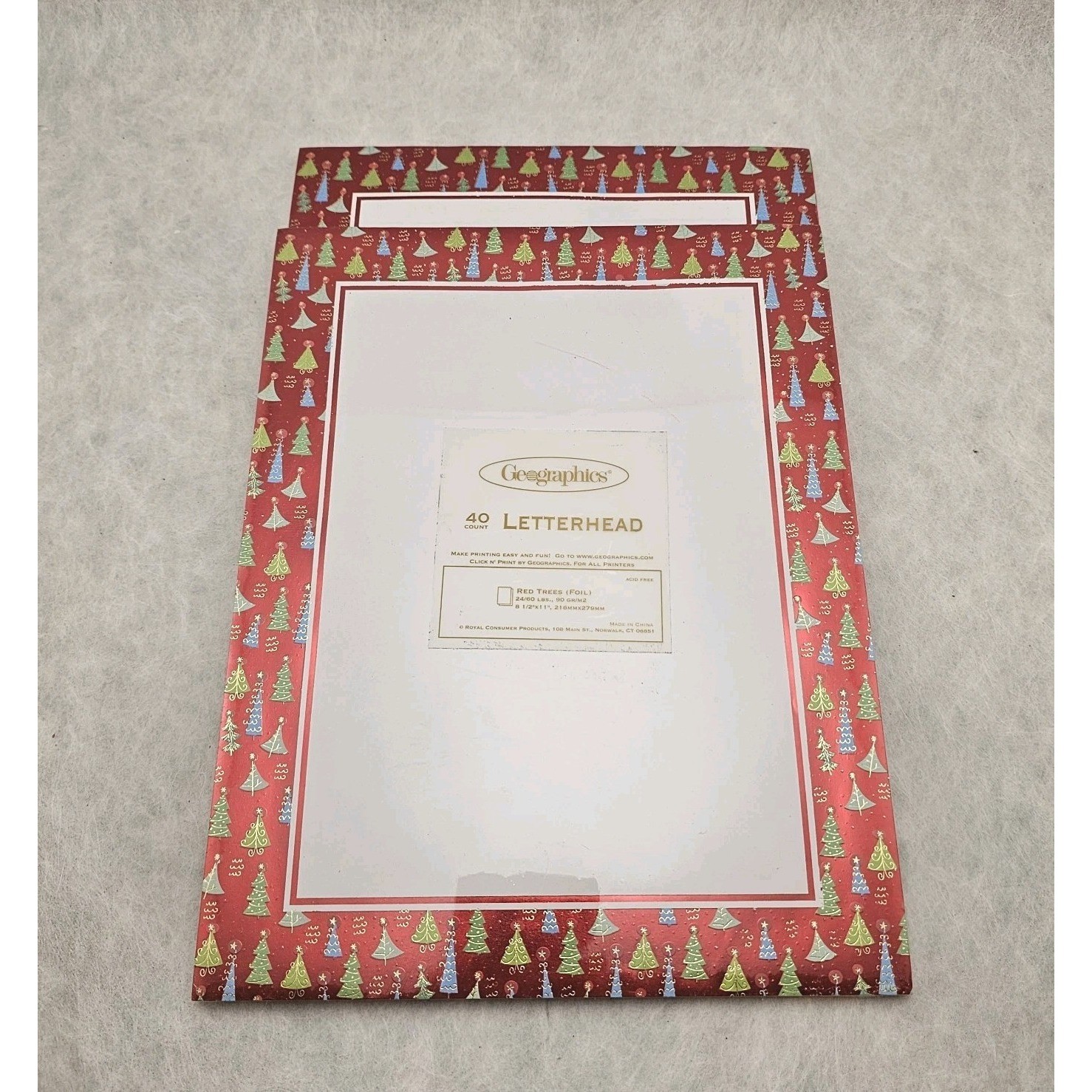 2 NWT Geographics "Christmas Icons" Foil Printer Paper Letterhead 40 Pages