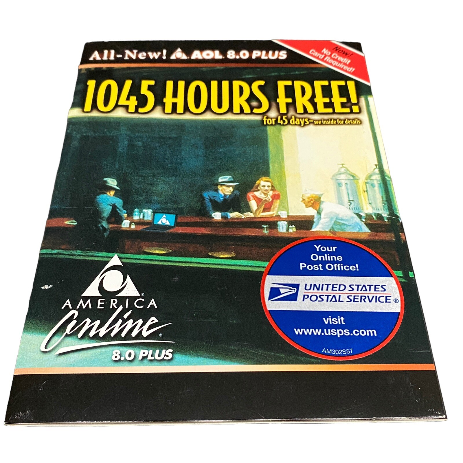AOL 8.0 CD Edward Hopper Nighthawks USPS Computer Software Factory Sealed