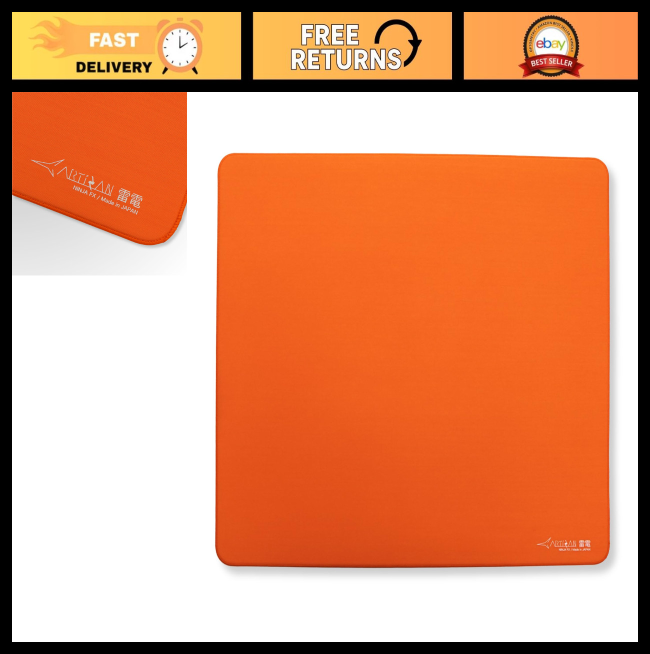 XL Soft Gaming Mouse Pad - Artisan FX Raiden, Daidai Orange, 490x420mm, Non-Slip