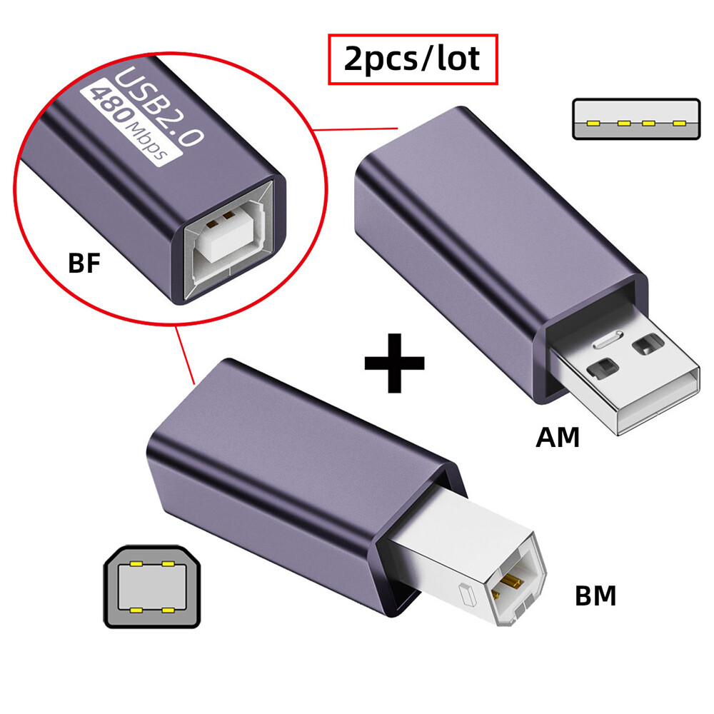 CHENYANG 2 Pack USB 2.0 B Type Female to Type-A & Type-B Male Adapter for Phone