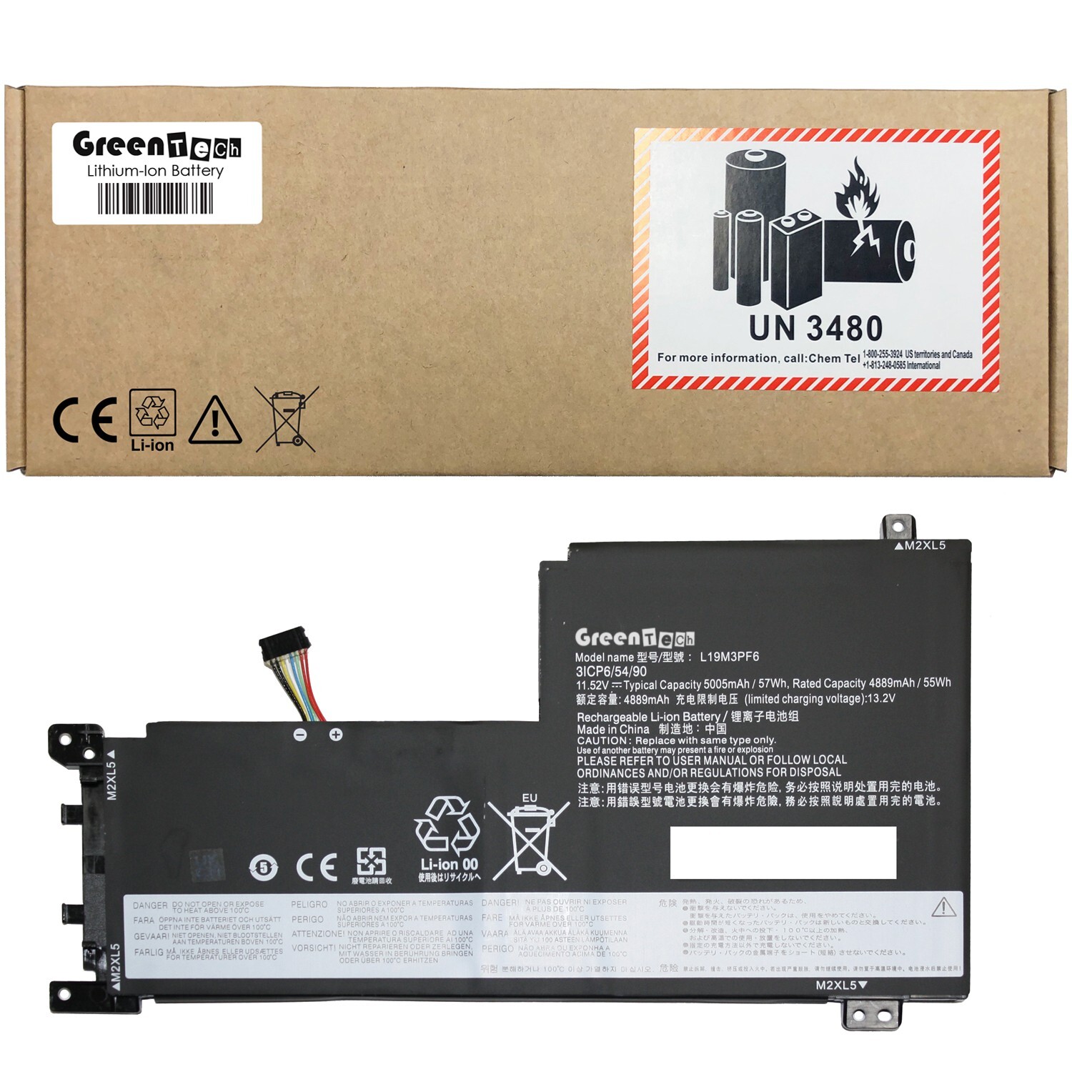 GREENTECH L19C3PF5 BATTERY FOR IDEAPAD 5-15IAL7 5-15ITL05 SB10W86938 L19C3PF4