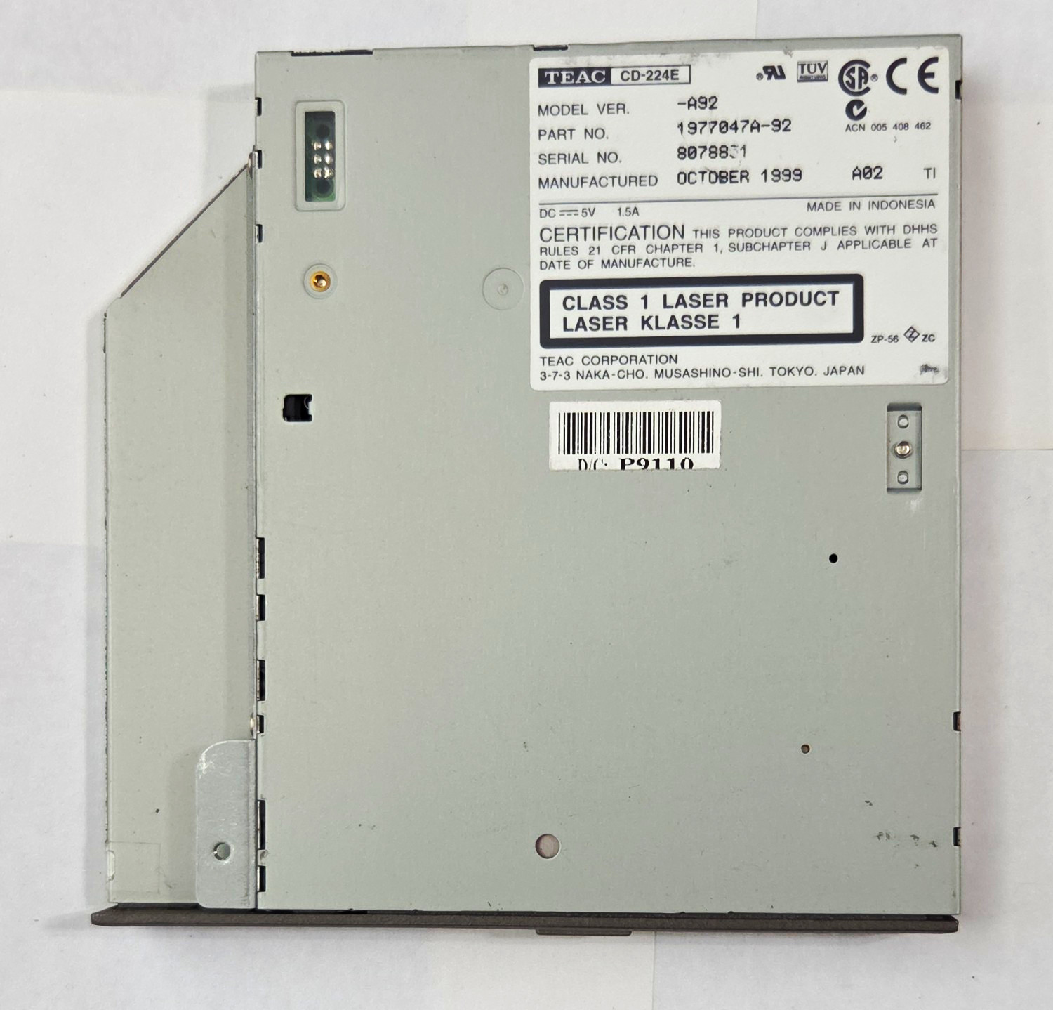 TEAC CD-224E Internal Laptop CD-ROM Drive Grey / Silver MPN 1977047A-92