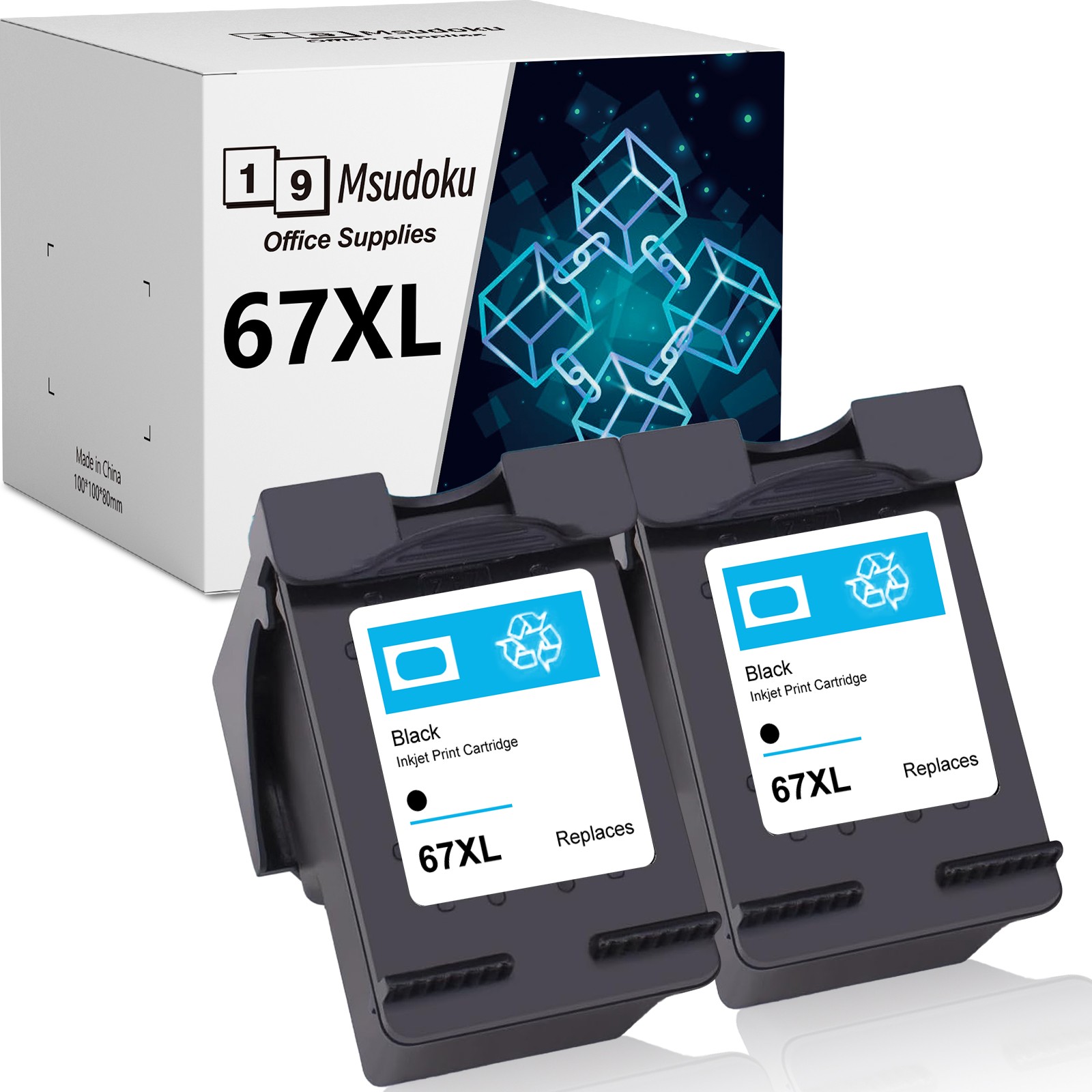 2 PACK 67XL Ink Cartridges Black for HP Envy 4100 6000 6400 DeskJet 2752 2700