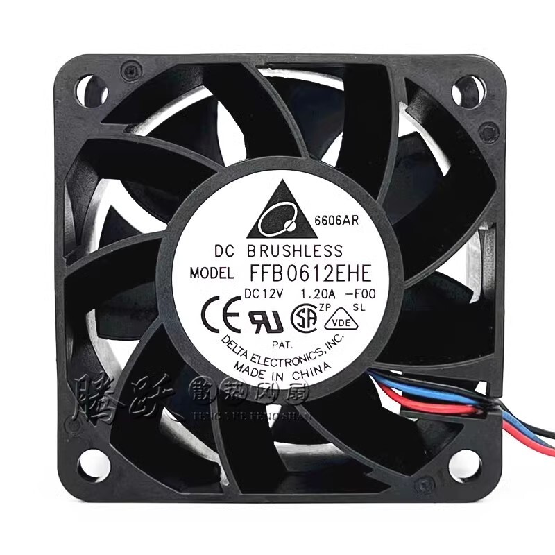 Delta FFB0612EHE 6038 12V 1.2A 6CM 3-Wire Double Ball Bearing Cooling Fan