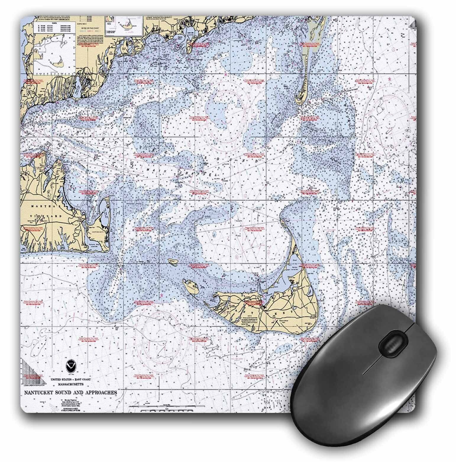 3dRose Print of Nautical Chart Of Nantucket Island MousePad