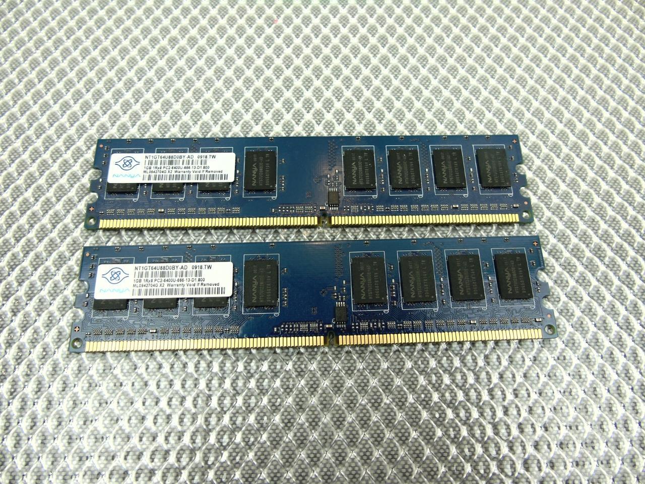 NANYA  2GB (2 x 1GB) PC3-10600U 1333 DDR3 MHz Desktop Memory - NT1GT64U88D0BY-AD
