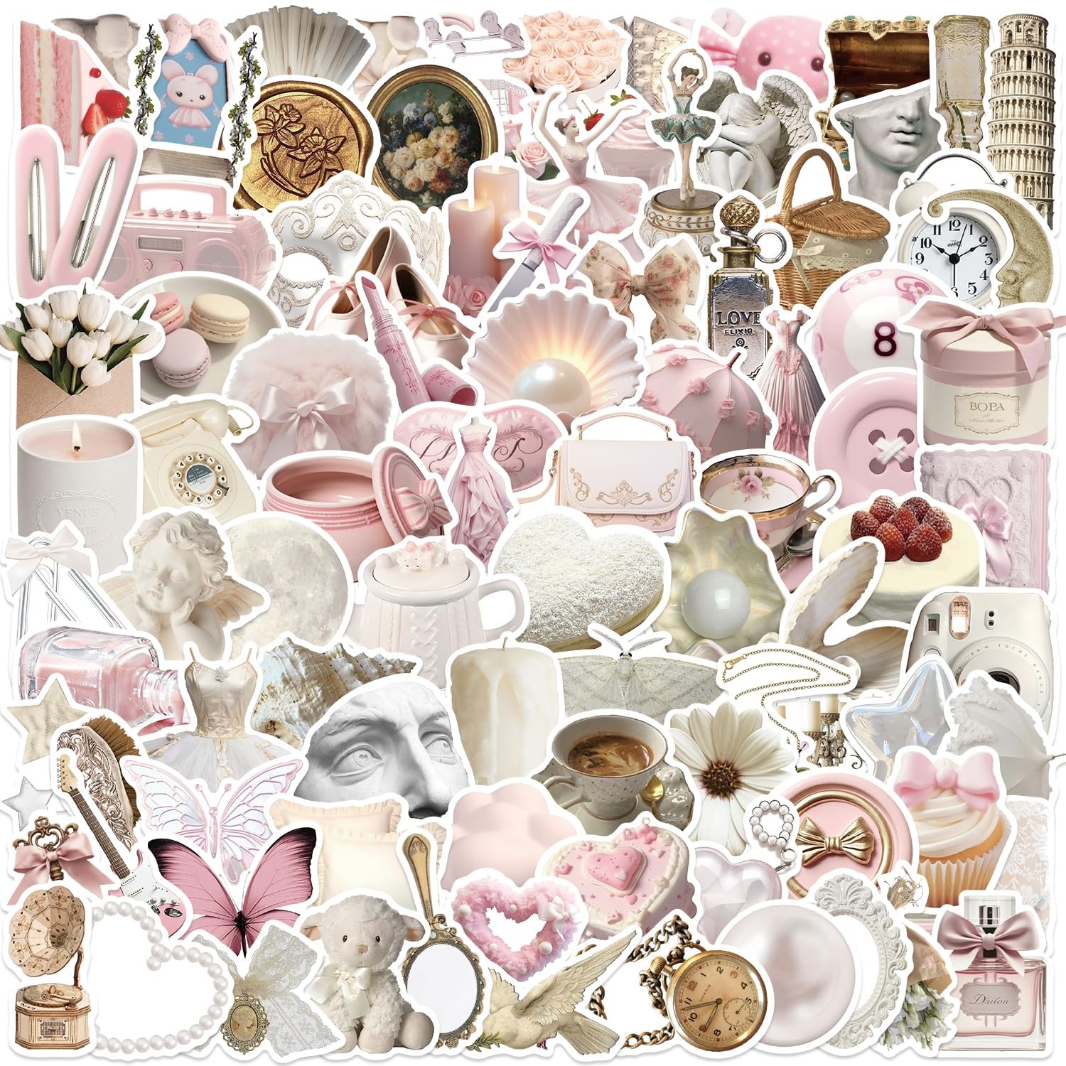100pcs Coquette Stickers Pack - Cute Waterproof Vinyl Stickers-a