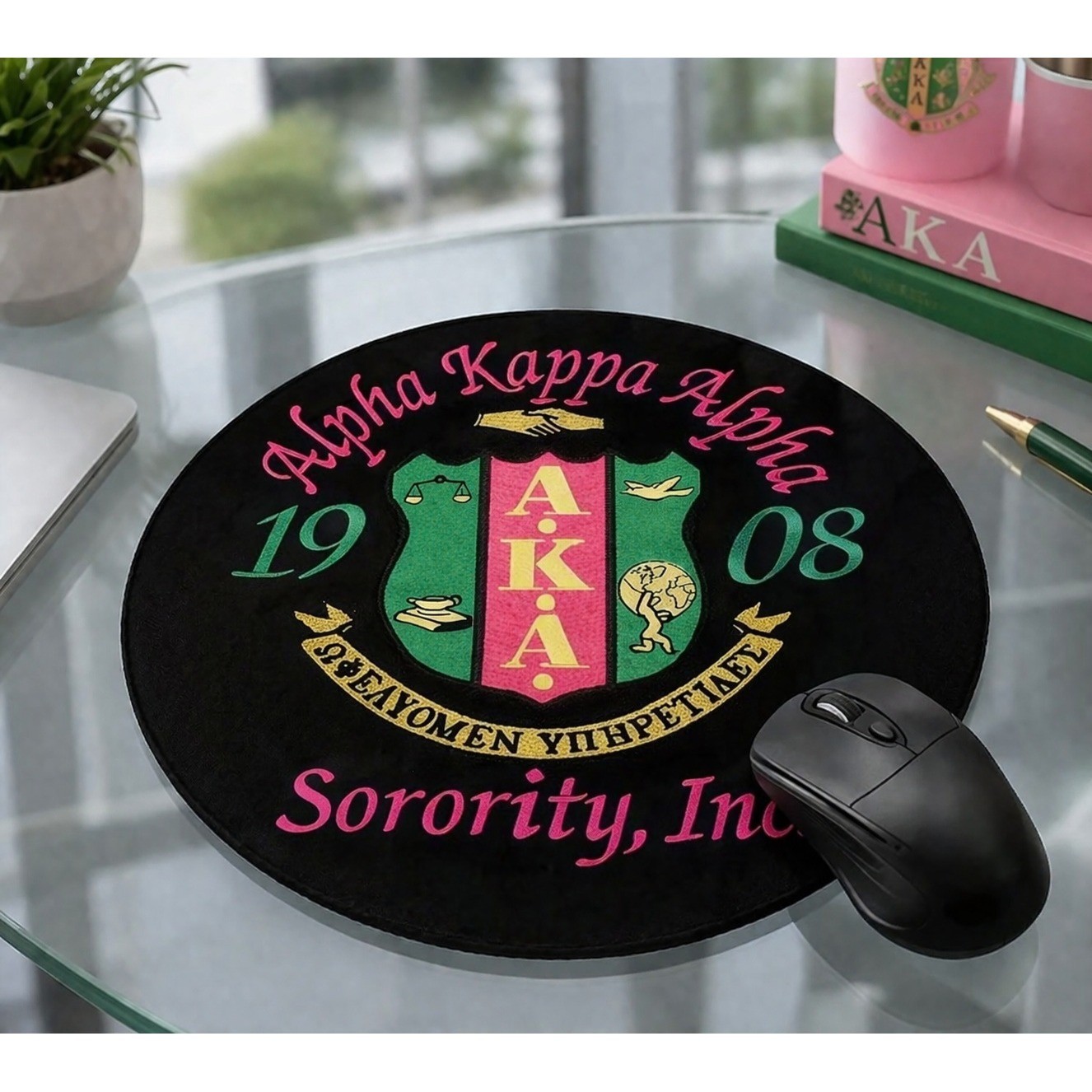 AKA Alpha Kappa Alpha Mouse Pad Black, Pink & Green