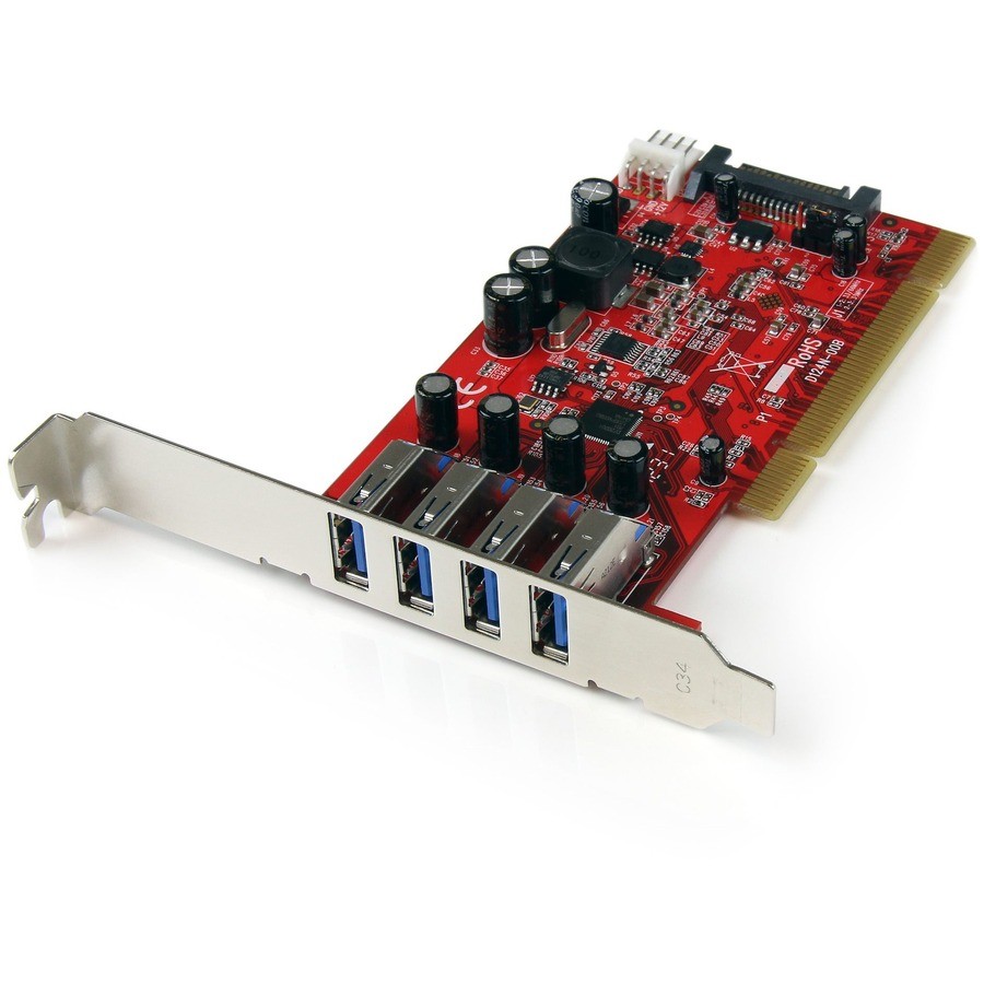 StarTech 4 Port PCI SuperSpeed USB 3.0 Adapter Card with SATA/SP4 Power, 5Gbps,