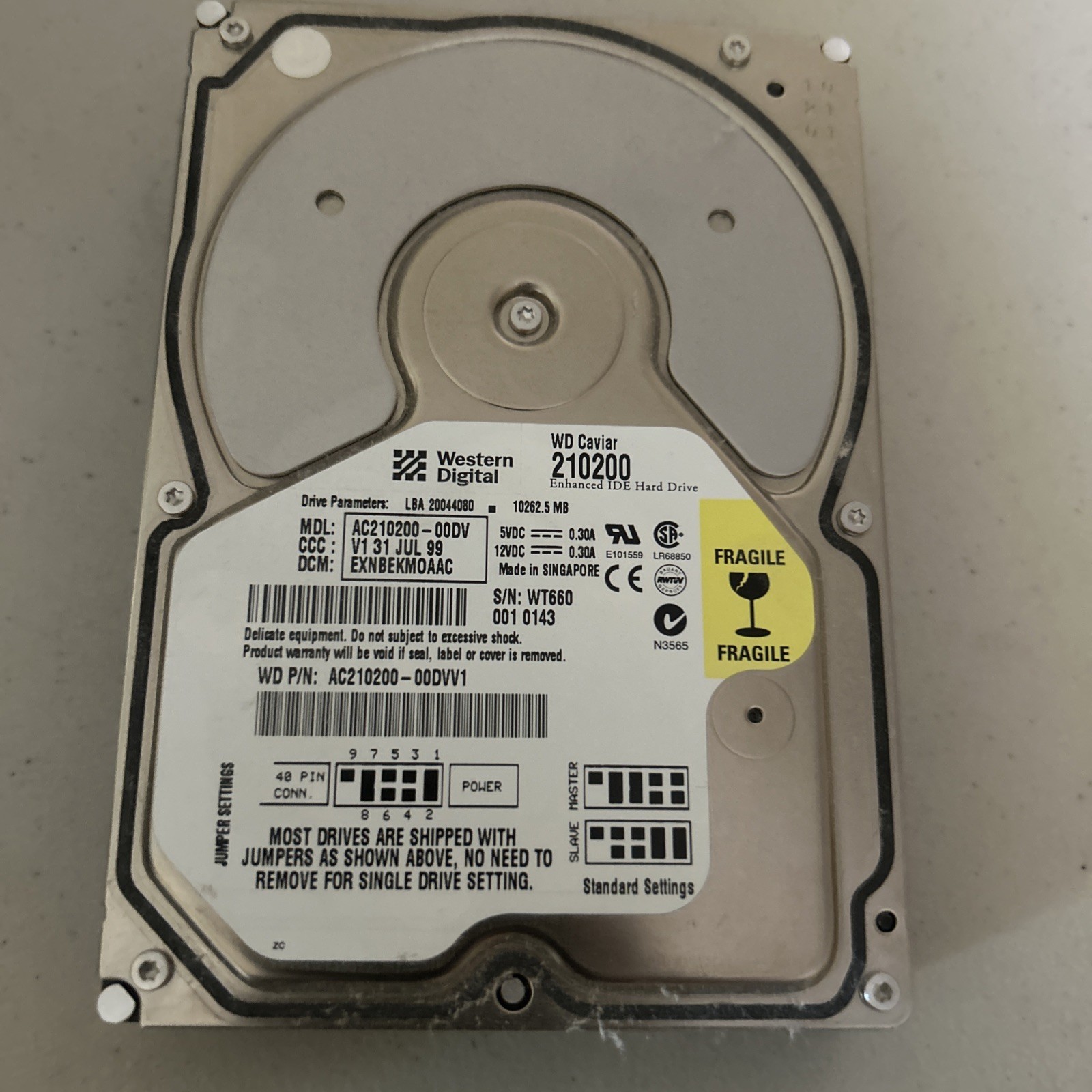 Western Digital Caviar 21200 WDAC 1281.9MB 3.5" HDD Hard Drive